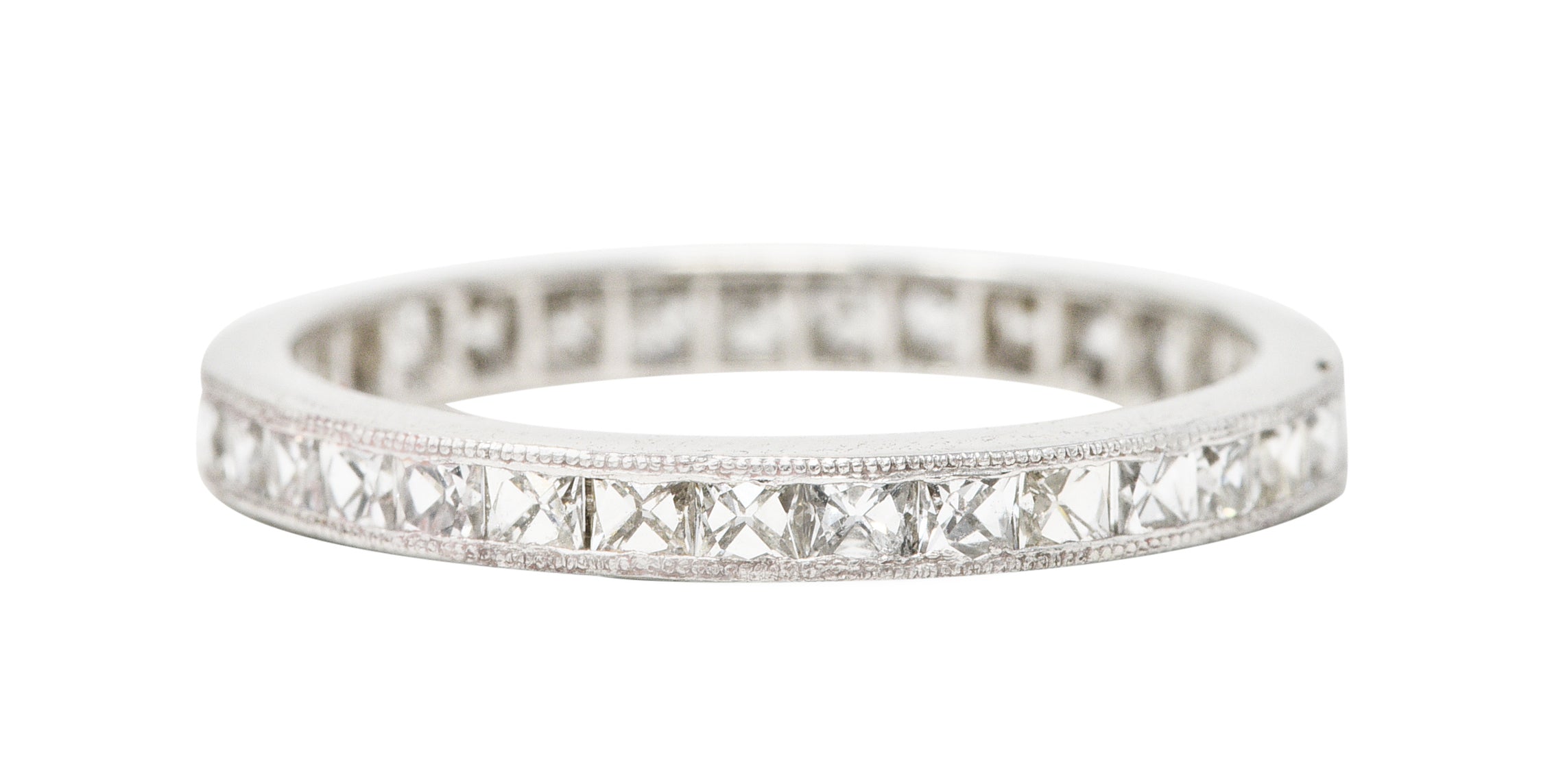 Art Deco 1.15 CTW French Cut Diamond Platinum Eternity Channel Band Ring Wilson's Estate Jewelry