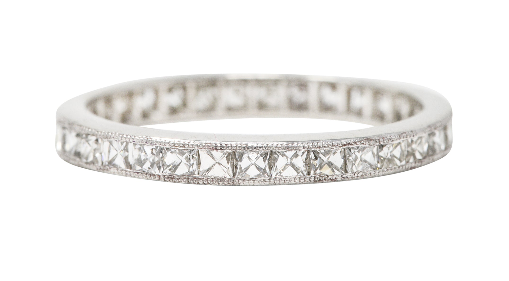 Art Deco 1.15 CTW French Cut Diamond Platinum Eternity Channel Band Ring Wilson's Estate Jewelry