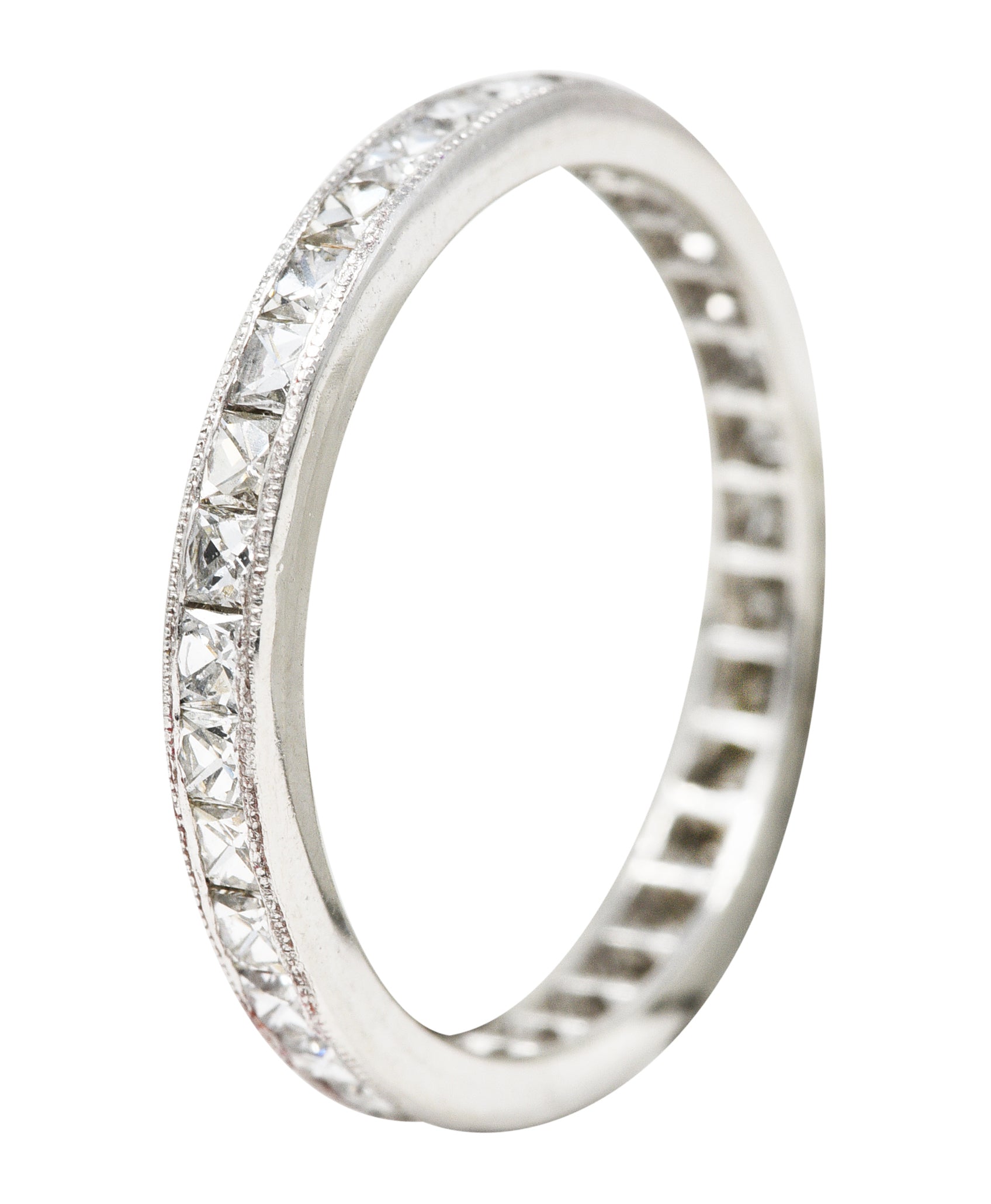 Art Deco 1.15 CTW French Cut Diamond Platinum Eternity Channel Band Ring Wilson's Estate Jewelry