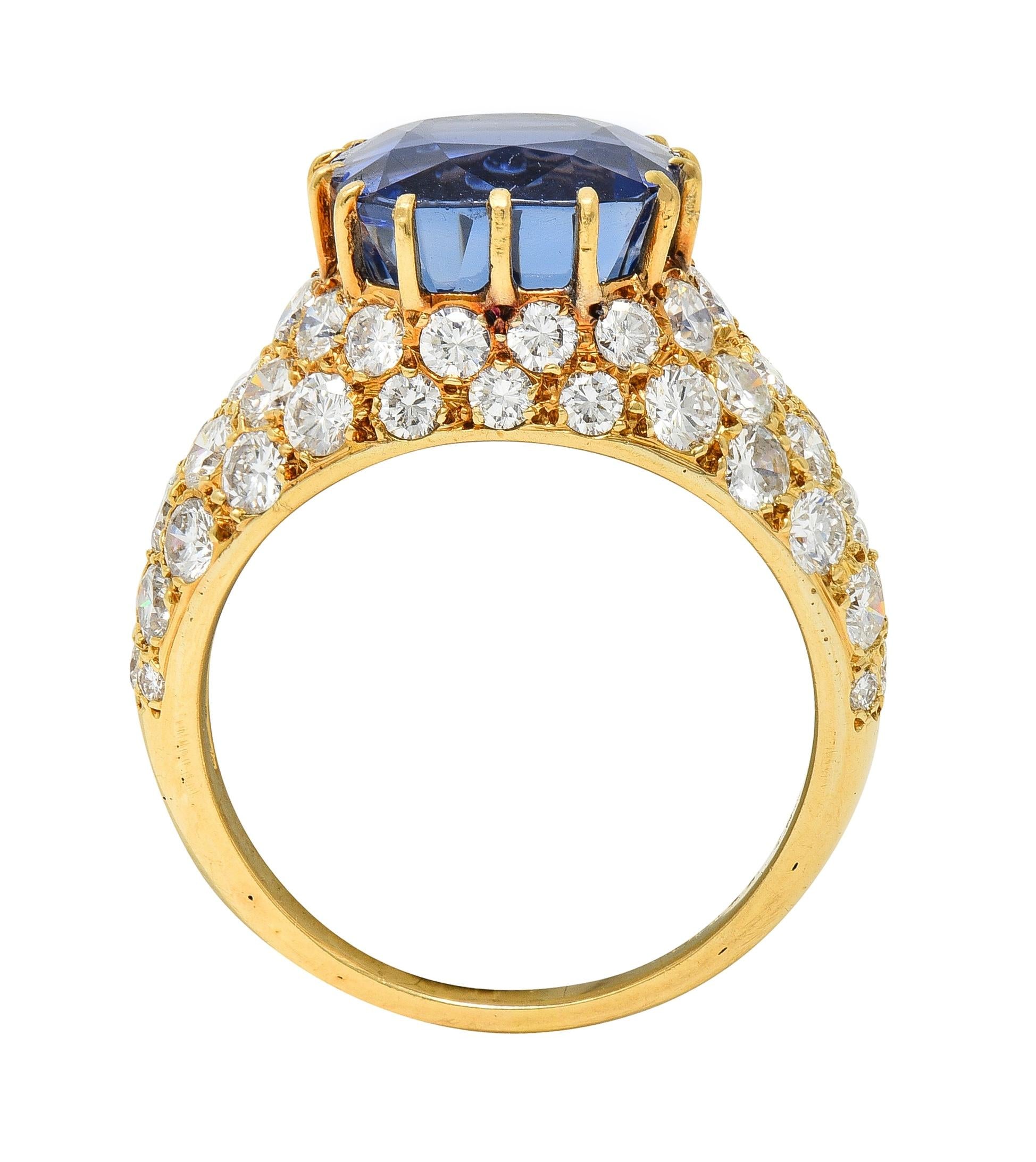 Van Cleef & Arpels French No Heat Ceylon Sapphire Diamond 18 Karat Ring AGL