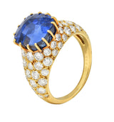 Van Cleef & Arpels French No Heat Ceylon Sapphire Diamond 18 Karat Ring AGL