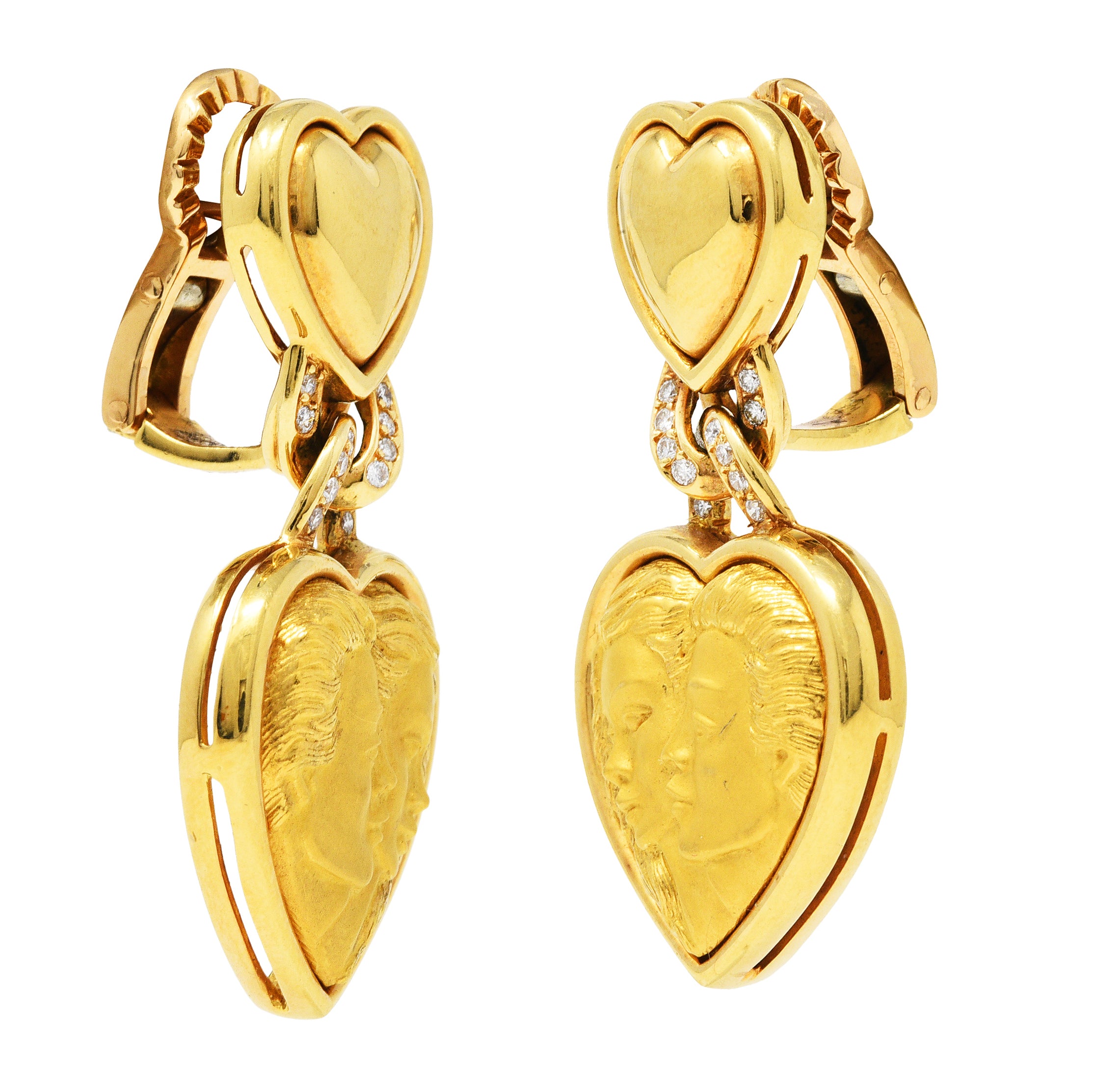 Carrera Y Carrera Diamond 18 Karat Gold Romeo & Juliet Heart EarringsEarrings - Wilson's Estate Jewelry