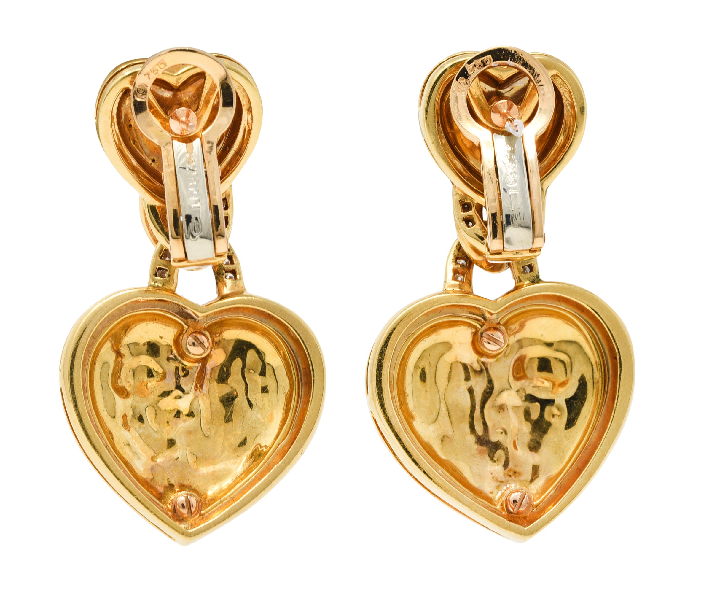 Carrera Y Carrera Diamond 18 Karat Gold Romeo & Juliet Heart EarringsEarrings - Wilson's Estate Jewelry