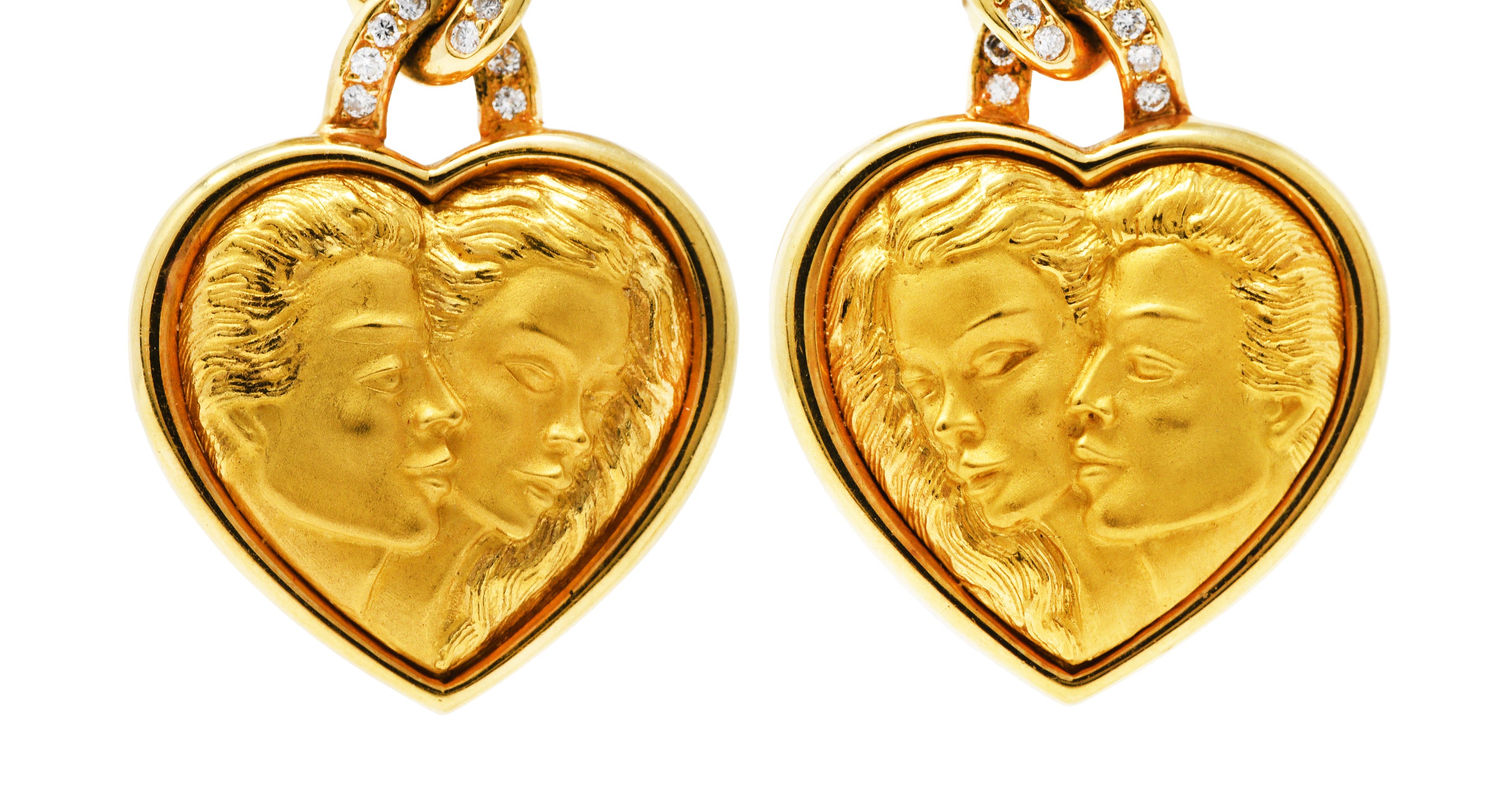 Carrera Y Carrera Diamond 18 Karat Gold Romeo & Juliet Heart EarringsEarrings - Wilson's Estate Jewelry