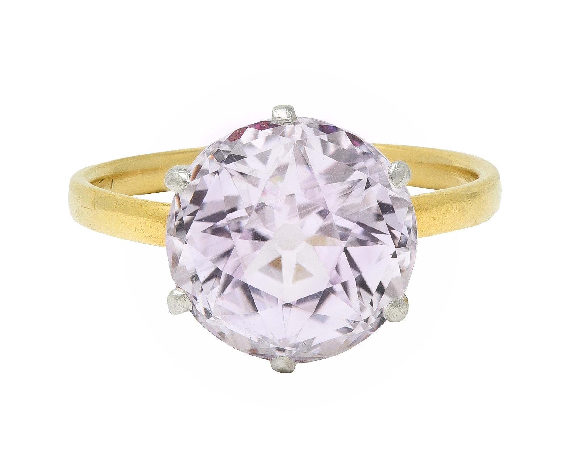 Tiffany & Co. Edwardian 4.62 CTW Kunzite Platinum 18 Karat Yellow Gold Ring