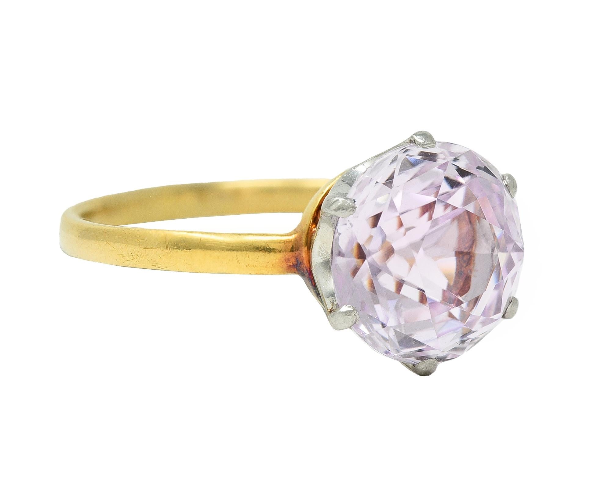 Tiffany & Co. Edwardian 4.62 CTW Kunzite Platinum 18 Karat Yellow Gold Ring