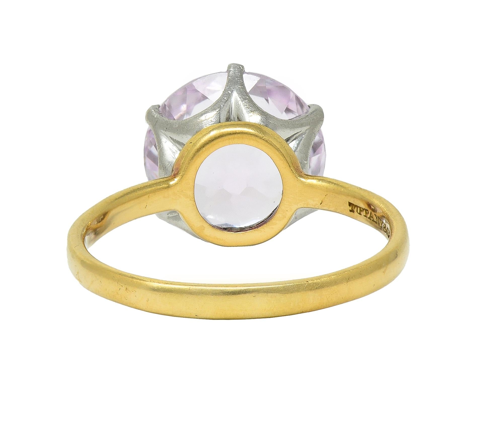 Tiffany & Co. Edwardian 4.62 CTW Kunzite Platinum 18 Karat Yellow Gold Ring