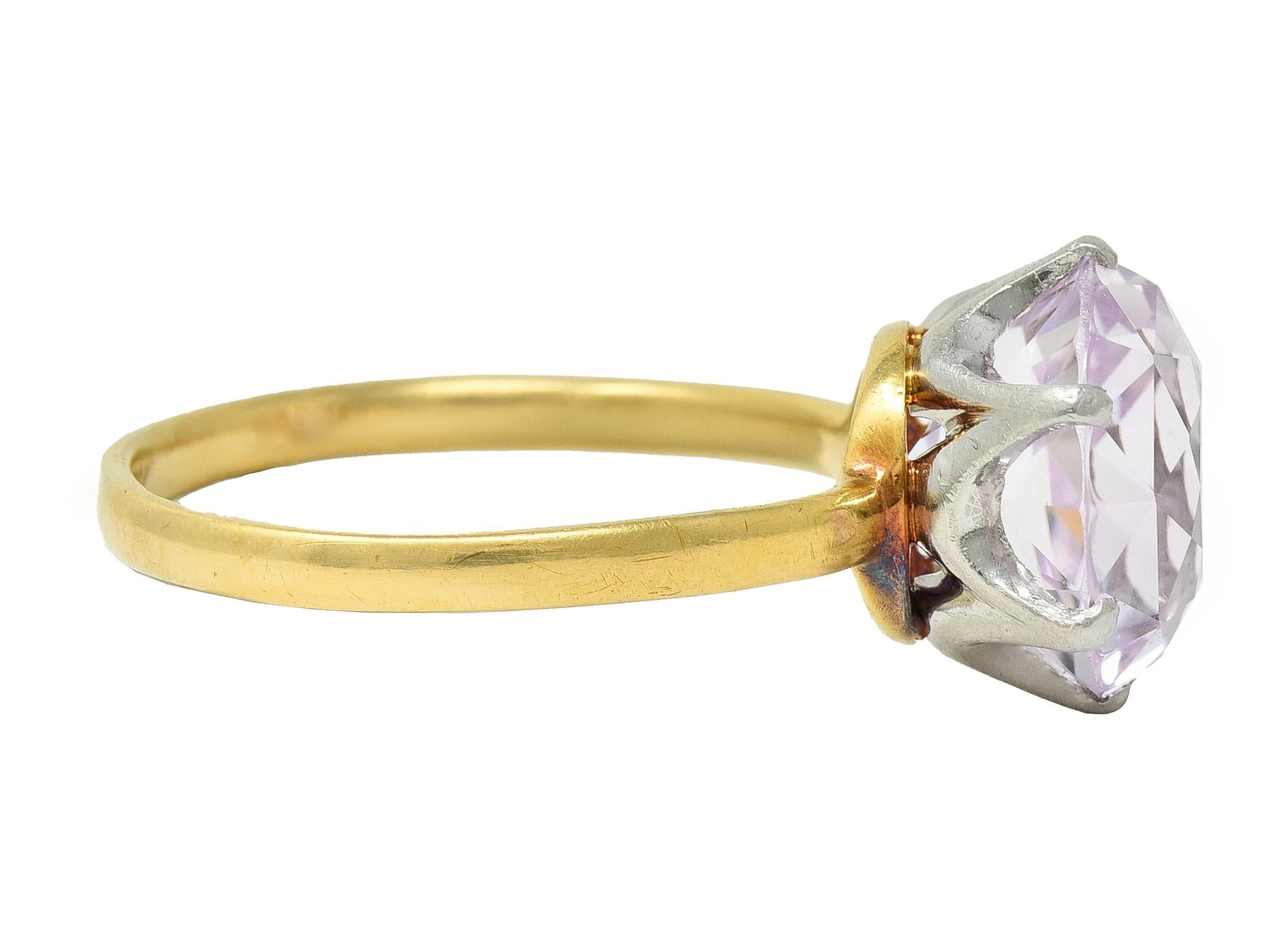 Tiffany & Co. Edwardian 4.62 CTW Kunzite Platinum 18 Karat Yellow Gold Ring