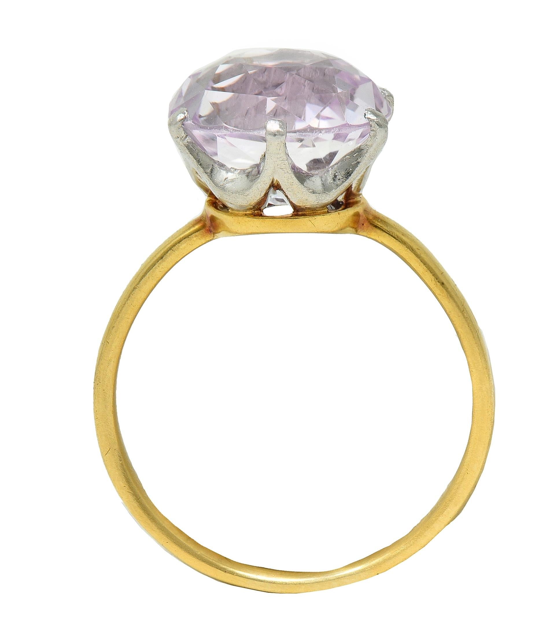 Tiffany & Co. Edwardian 4.62 CTW Kunzite Platinum 18 Karat Yellow Gold Ring