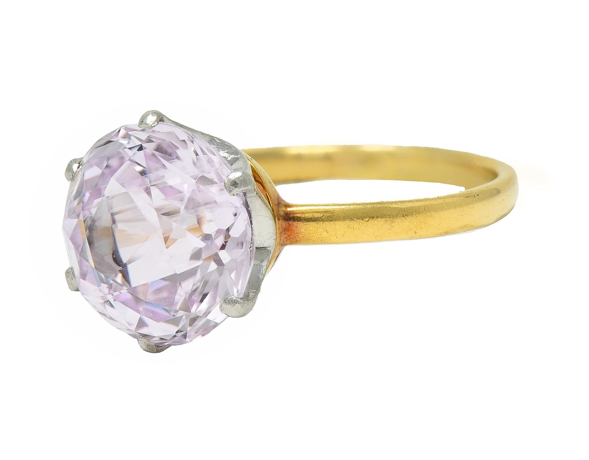 Tiffany & Co. Edwardian 4.62 CTW Kunzite Platinum 18 Karat Yellow Gold Ring