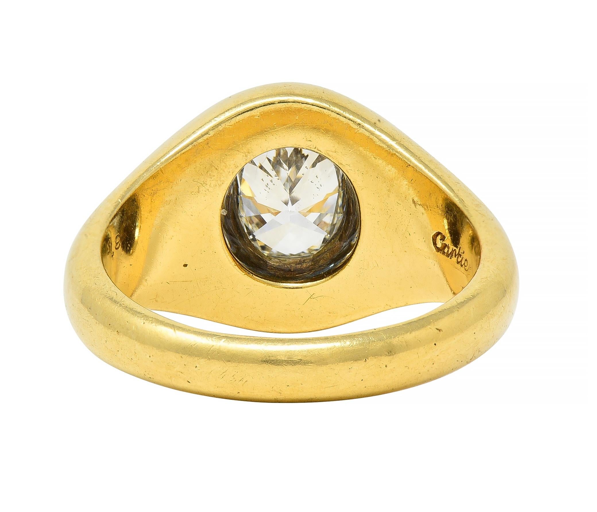 Cartier 1960's 1.22 CTW Oval Cut Diamond 18 Karat Yellow Gold Unisex Signet Ring