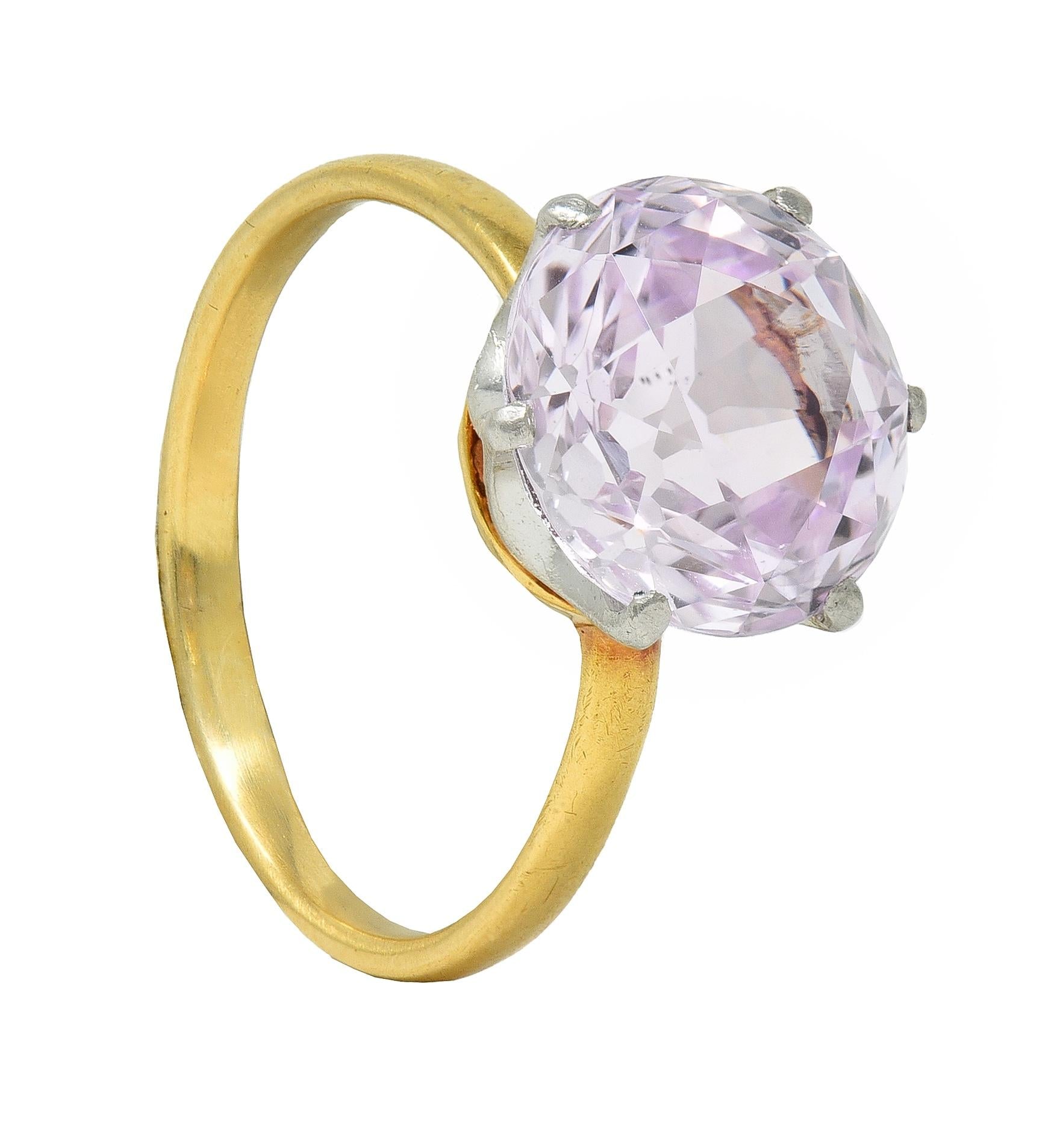 Tiffany & Co. Edwardian 4.62 CTW Kunzite Platinum 18 Karat Yellow Gold Ring