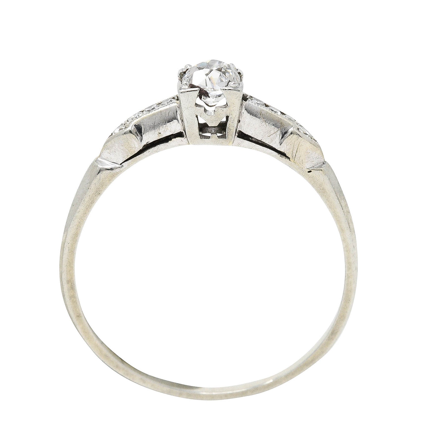 Art Deco 0.44 CTW Diamond 18 Karat White Gold Engagement RingRing - Wilson's Estate Jewelry