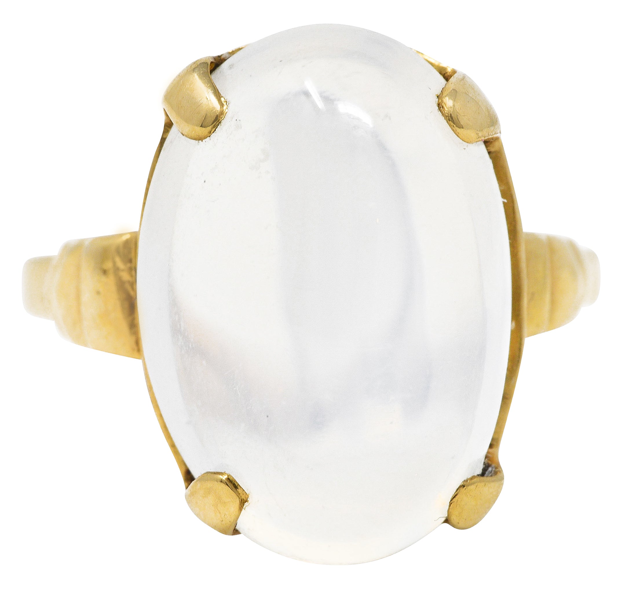 Early Retro Moonstone 14 Karat Yellow Gold Gemstone Ring Wilson's Estate Jewelry