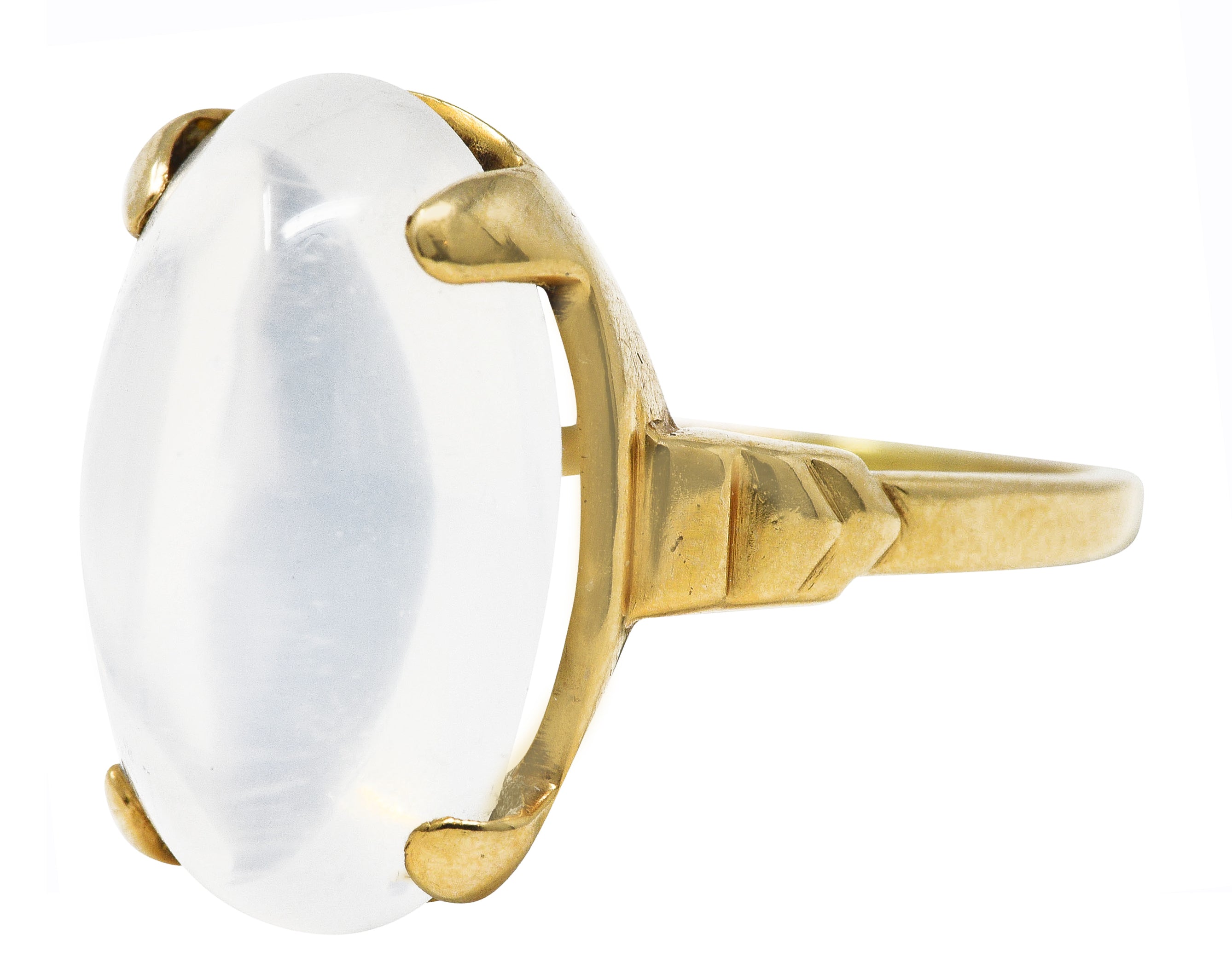 Early Retro Moonstone 14 Karat Yellow Gold Gemstone Ring Wilson's Estate Jewelry