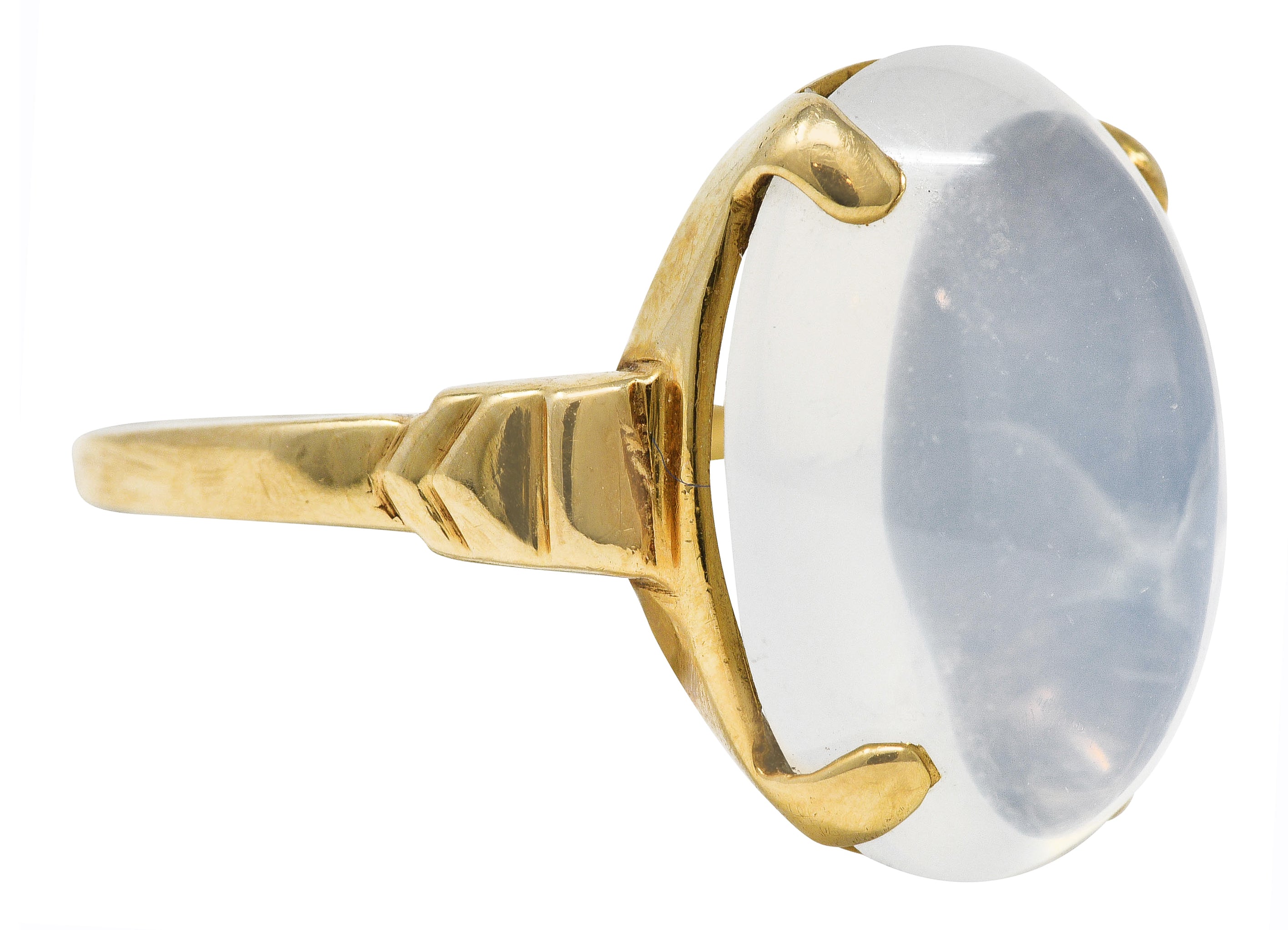 Early Retro Moonstone 14 Karat Yellow Gold Gemstone Ring Wilson's Estate Jewelry