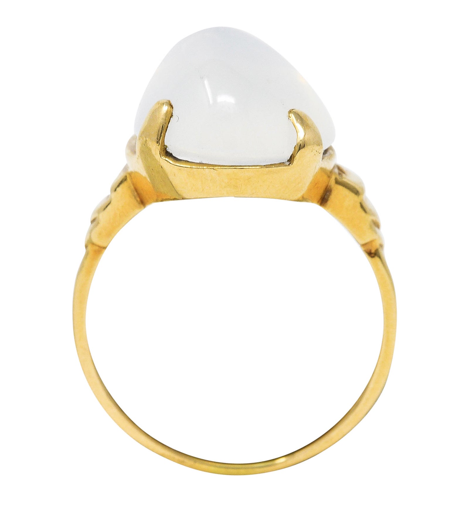 Early Retro Moonstone 14 Karat Yellow Gold Gemstone Ring Wilson's Estate Jewelry