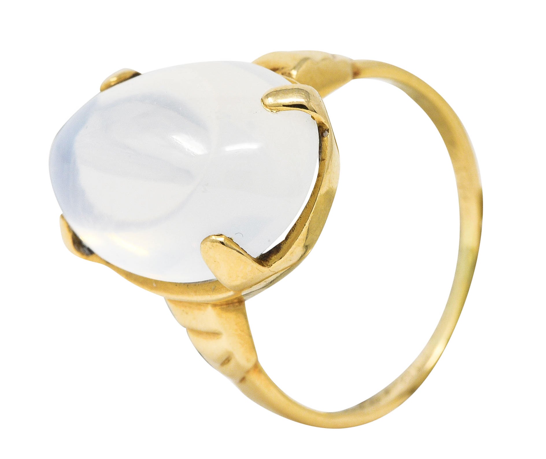 Early Retro Moonstone 14 Karat Yellow Gold Gemstone Ring Wilson's Estate Jewelry