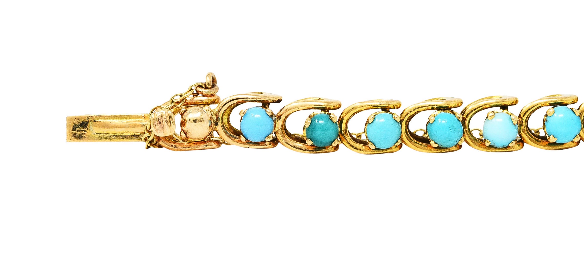 Victorian Turquoise Ruby 18 Karat Yellow Gold Antique Snake Bracelet Wilson's Estate Jewelry