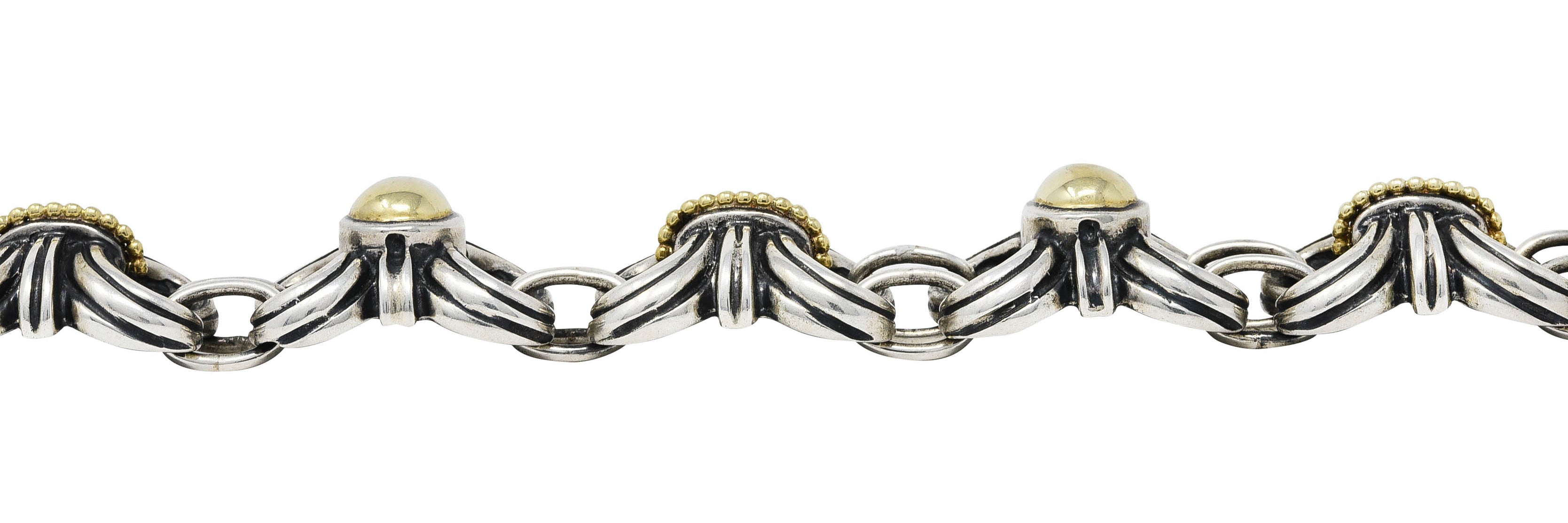 Lagos 18 Karat Gold Sterling Silver Wheat Link Braceletbracelet - Wilson's Estate Jewelry