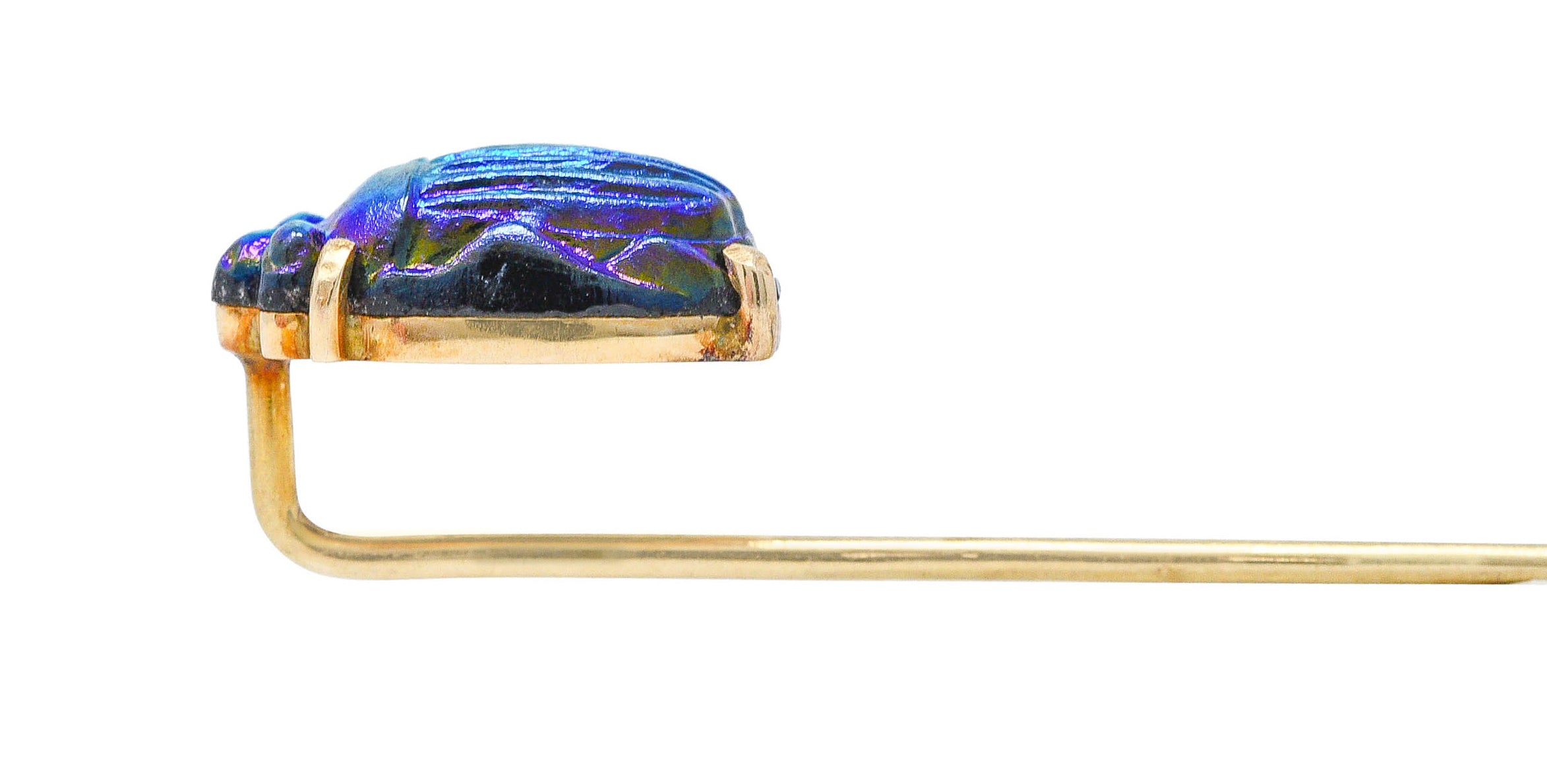 Egyptian Revival Bismuth 14 Karat Gold Scarab Beetle StickpinStick Pin - Wilson's Estate Jewelry