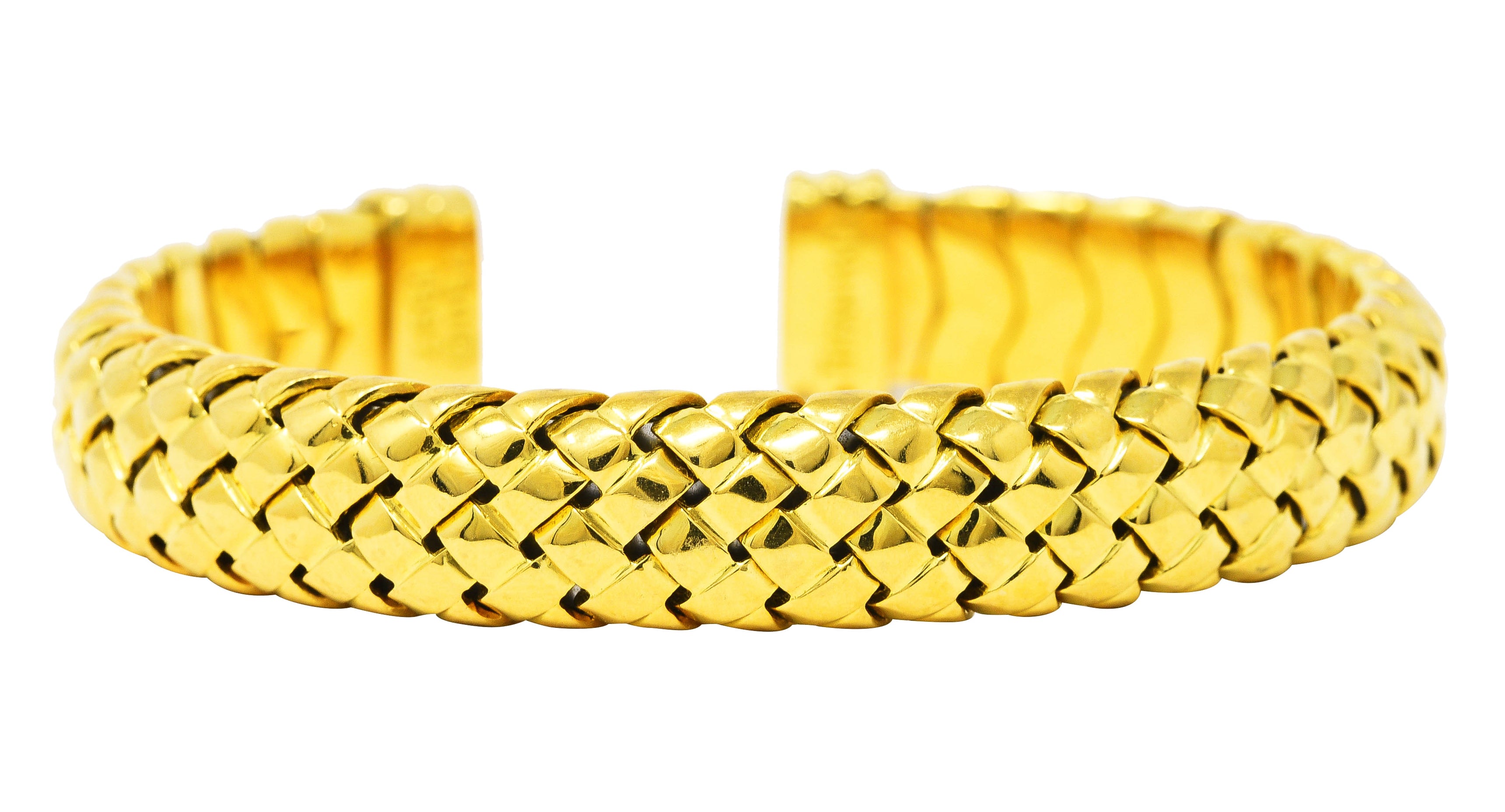 Tiffany & Co. Vintage 18 Karat Yellow Gold Vanneire Woven Cuff Bracelet Wilson's Estate Jewelry