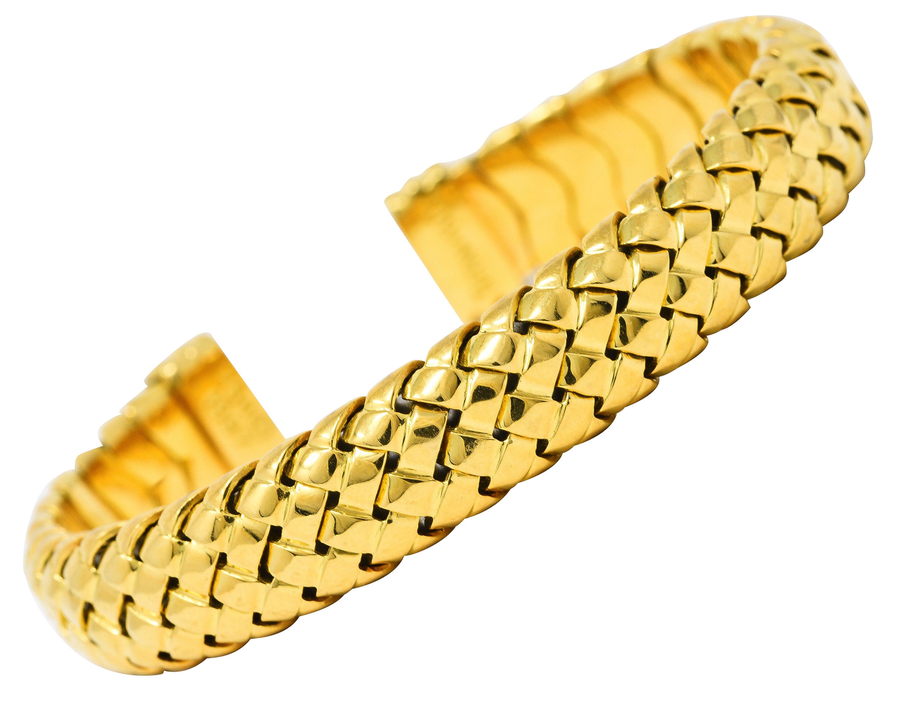 Tiffany & Co. Vintage 18 Karat Yellow Gold Vanneire Woven Cuff Bracelet Wilson's Estate Jewelry