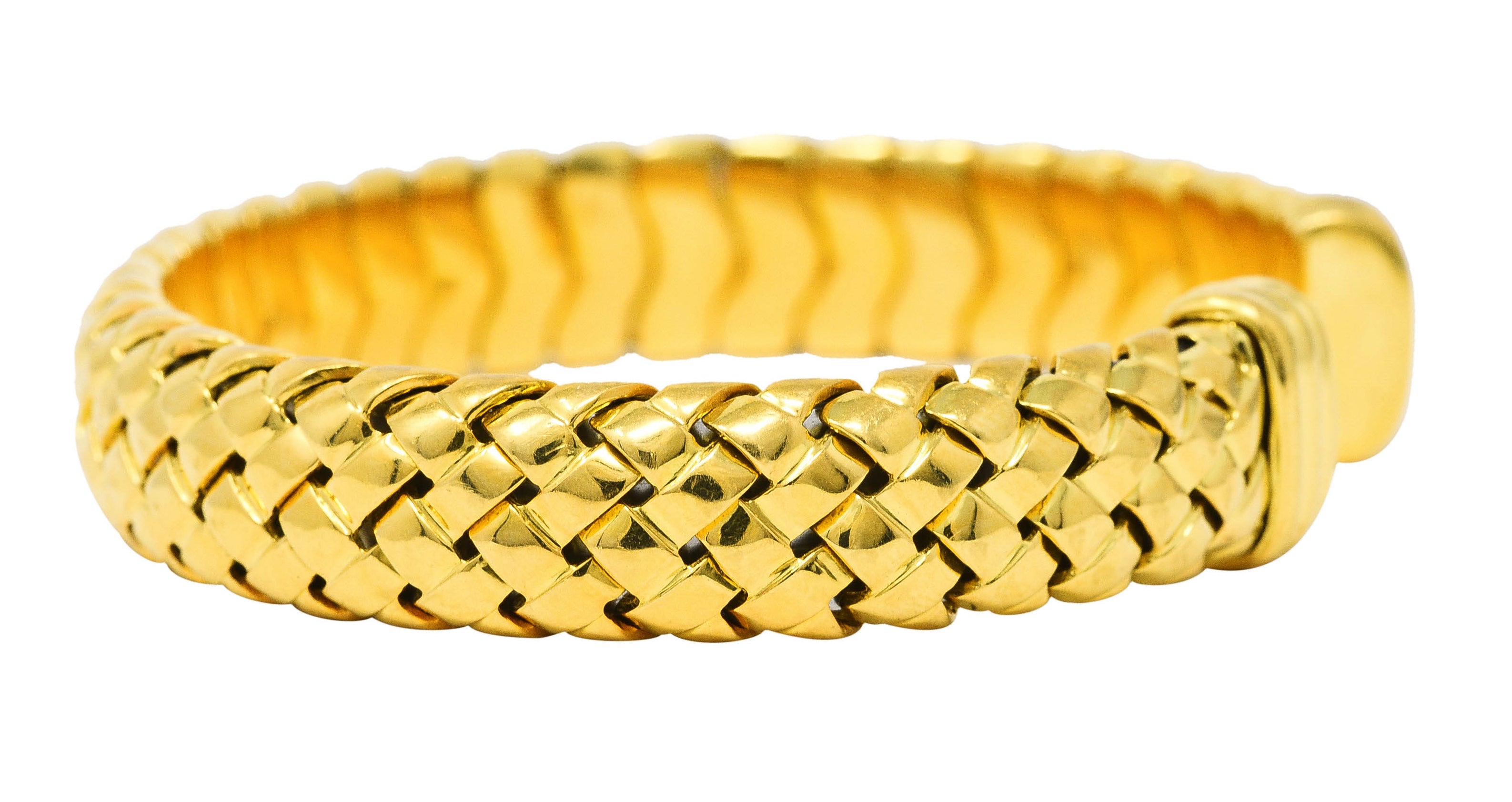 Tiffany & Co. Vintage 18 Karat Yellow Gold Vanneire Woven Cuff Bracelet Wilson's Estate Jewelry