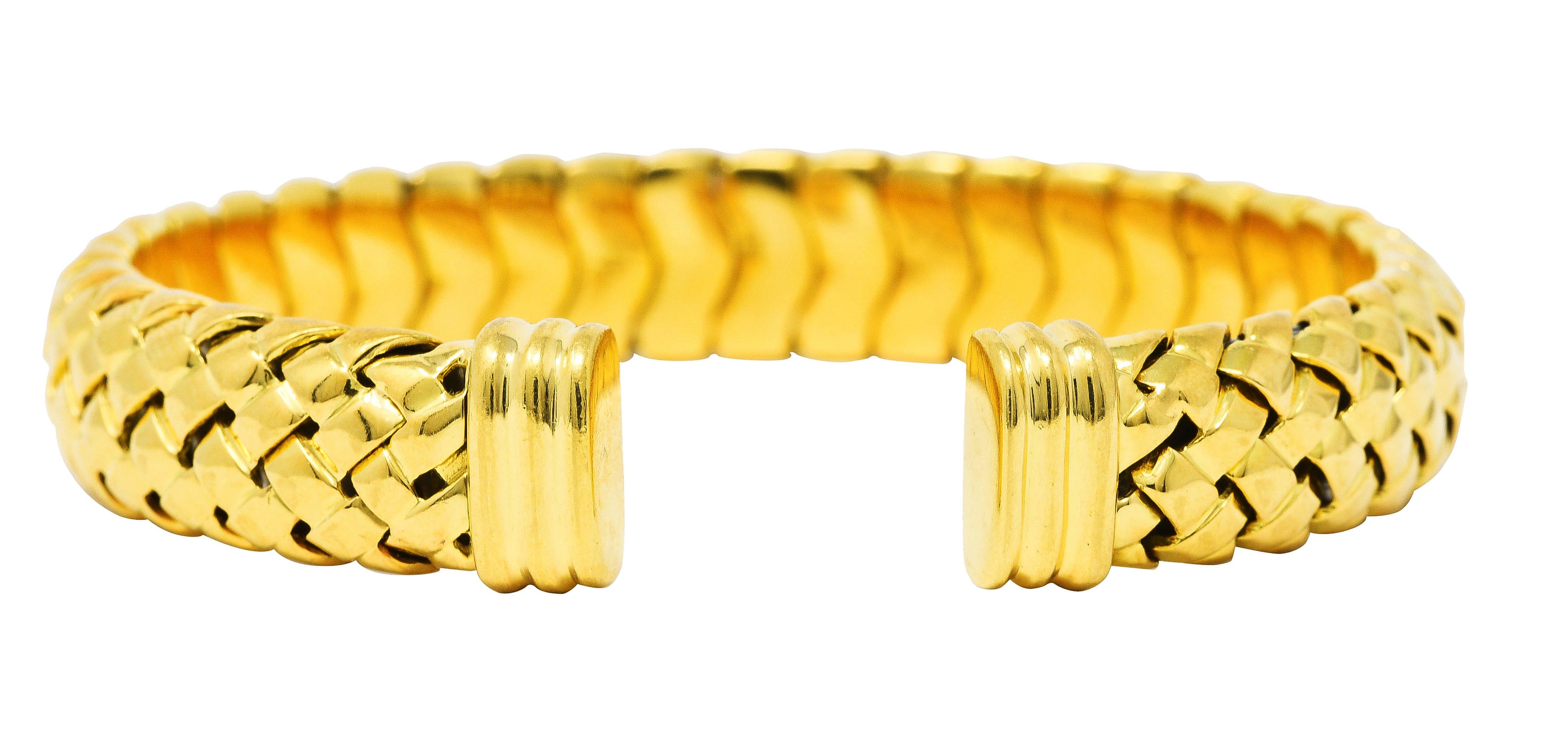 Tiffany & Co. Vintage 18 Karat Yellow Gold Vanneire Woven Cuff Bracelet Wilson's Estate Jewelry