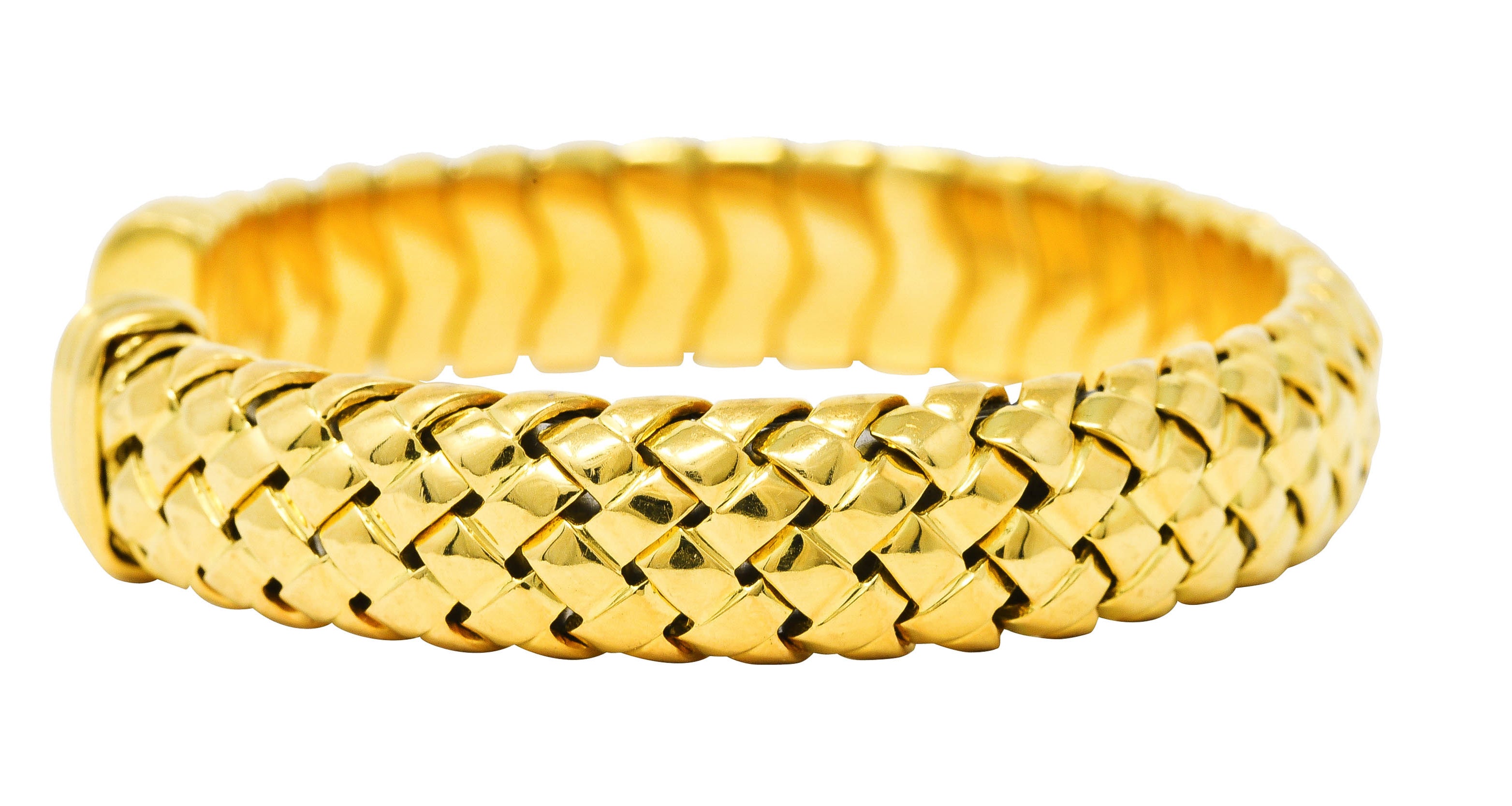 Tiffany & Co. Vintage 18 Karat Yellow Gold Vanneire Woven Cuff Bracelet Wilson's Estate Jewelry