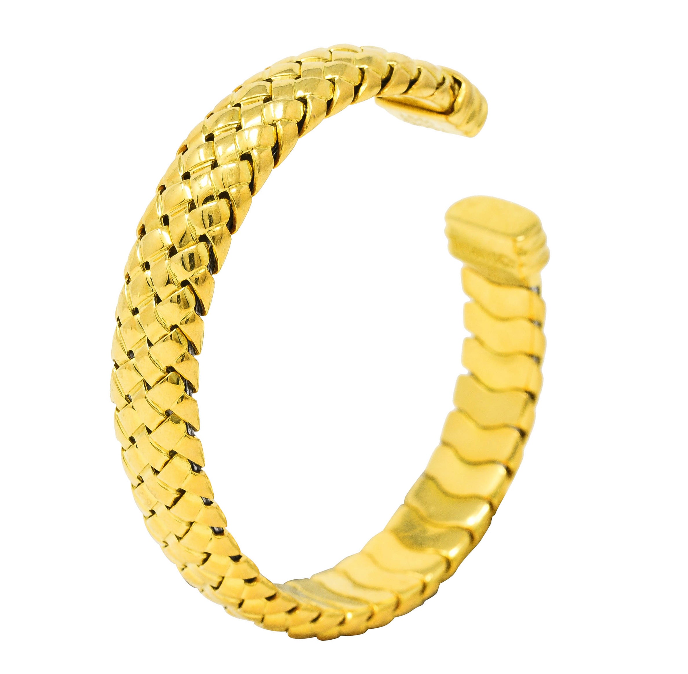 Tiffany & Co. Vintage 18 Karat Yellow Gold Vanneire Woven Cuff Bracelet Wilson's Estate Jewelry