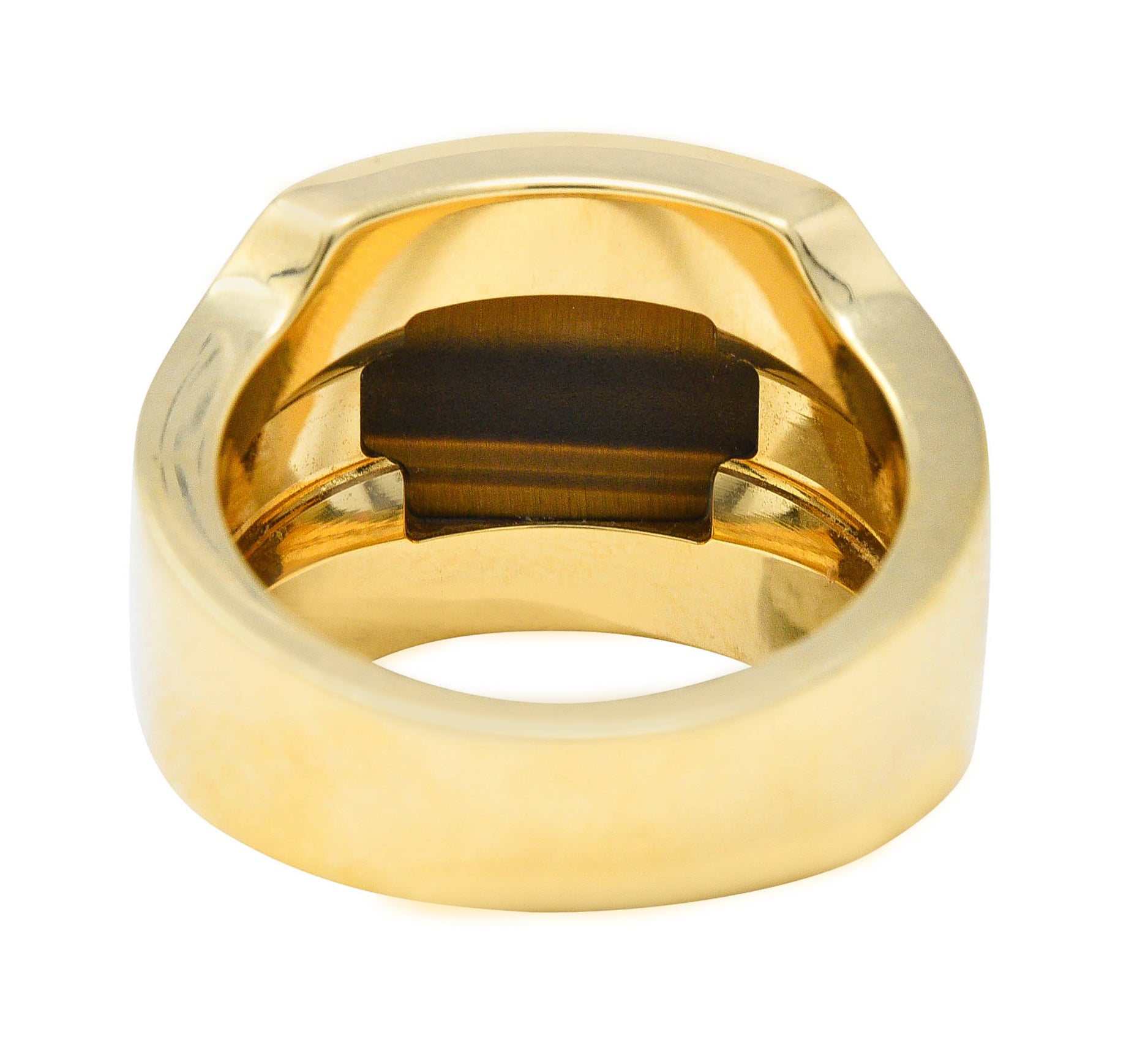 Cartier Tiger's Eye 18 Karat Gold Men's Cushion Santos Dumont RingRing - Wilson's Estate Jewelry