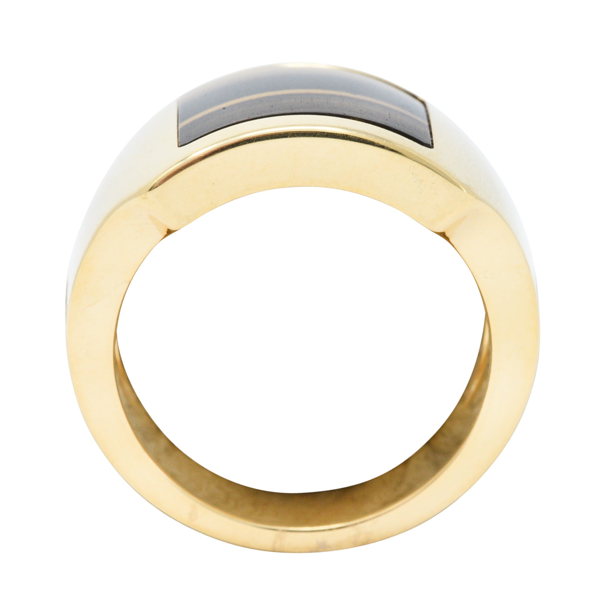 Cartier Tiger's Eye 18 Karat Gold Men's Cushion Santos Dumont RingRing - Wilson's Estate Jewelry