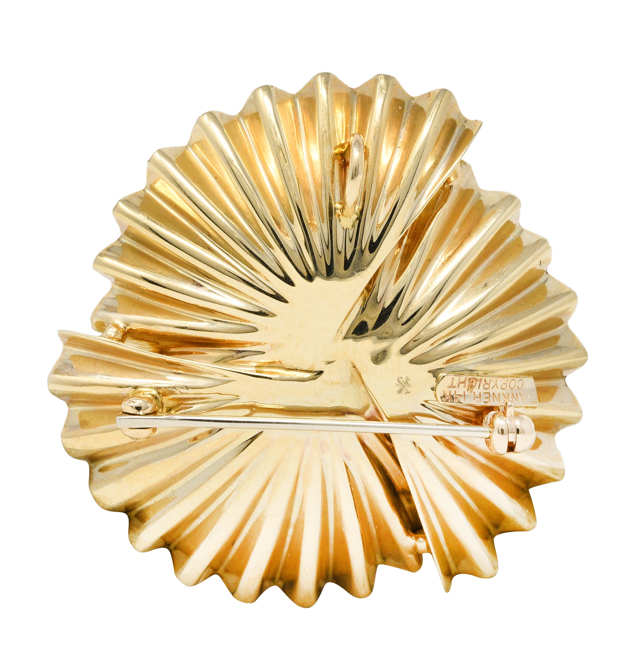 Dankner Diamond 14 Karat Gold Radial Pendant BroochBrooch - Wilson's Estate Jewelry