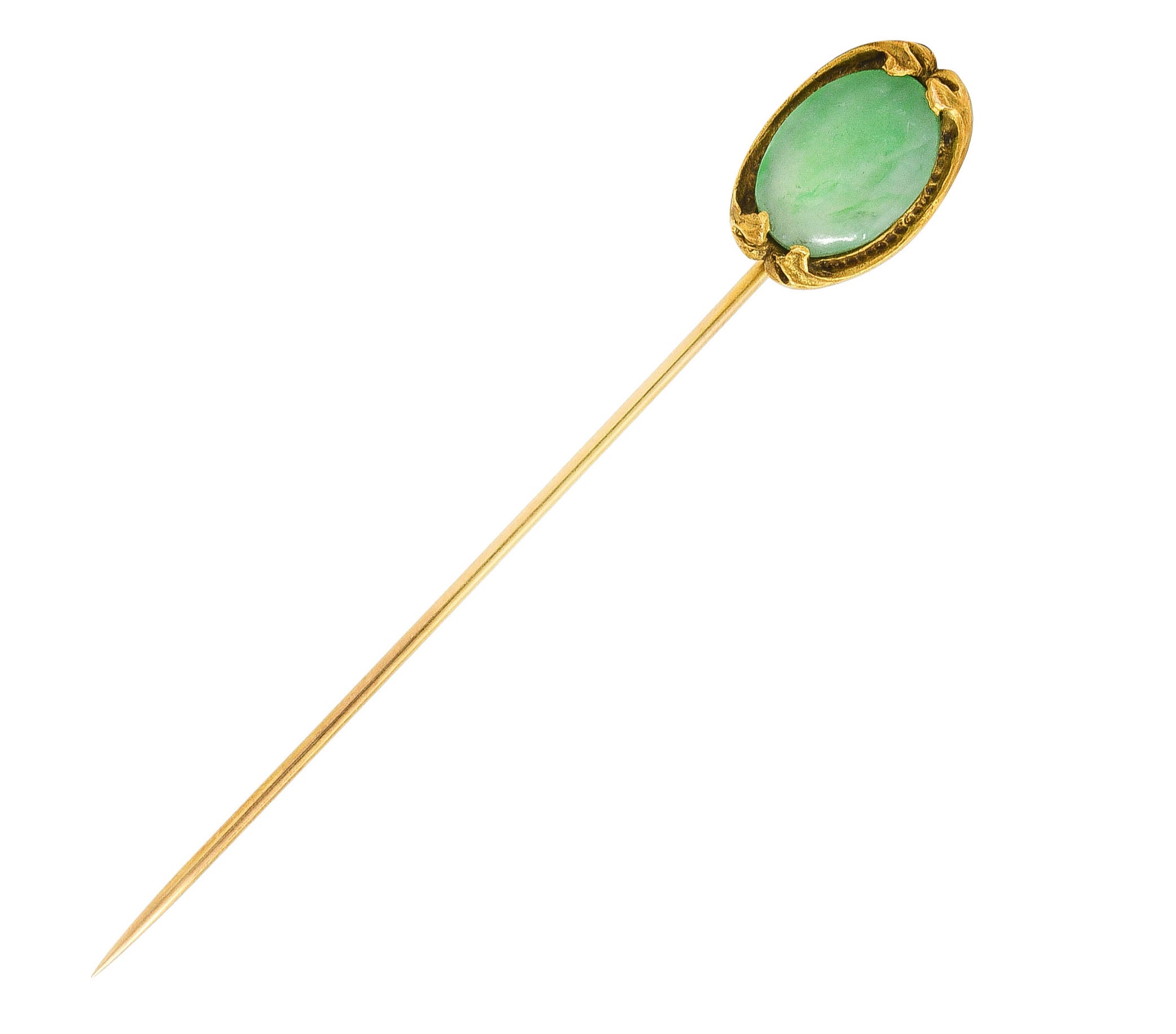 Walton & Co. Art Nouveau Jade 18 Karat Gold StickpinStick Pin - Wilson's Estate Jewelry