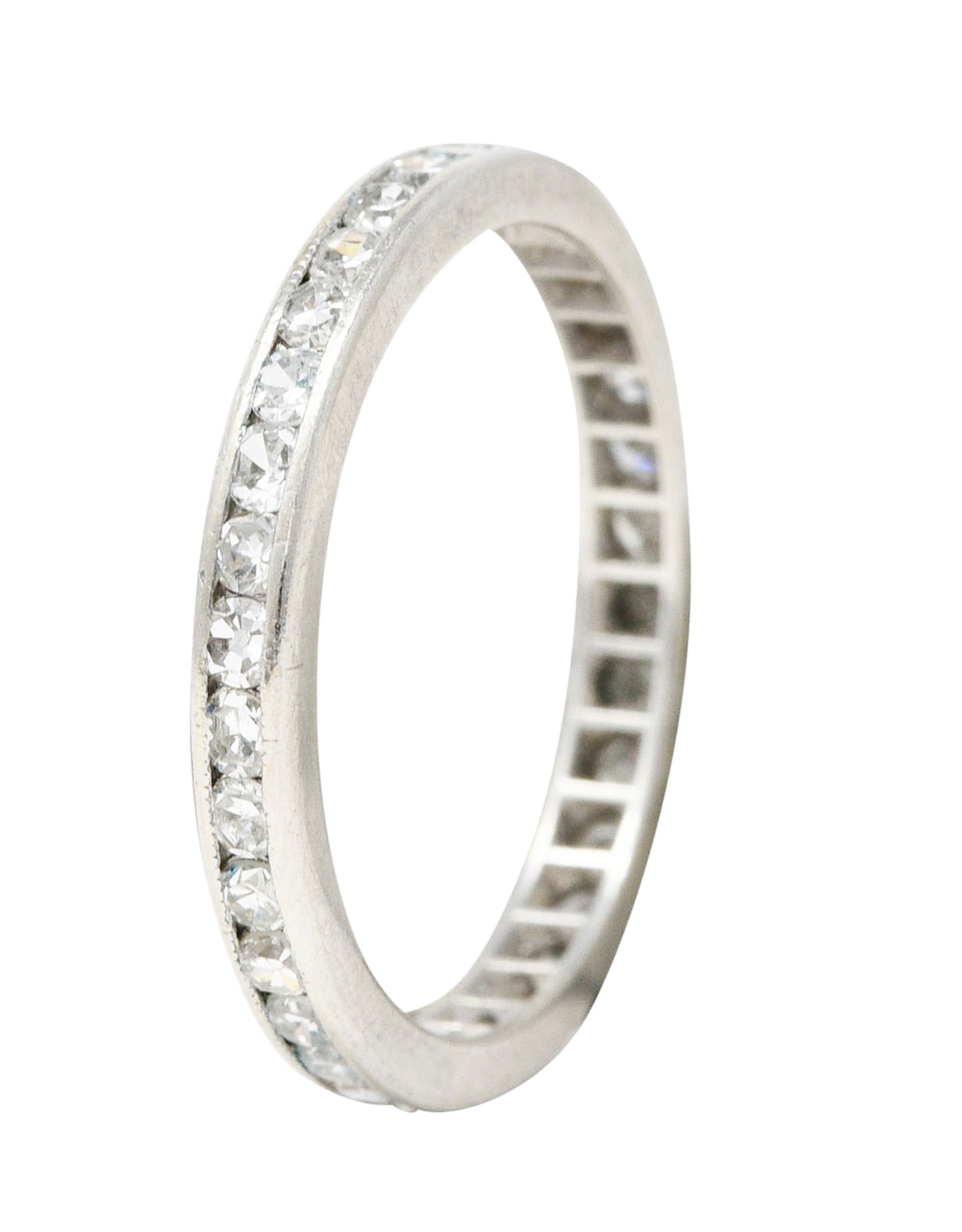 .11111 *Art Deco 0.90 Diamond Platinum Eternity Channel Wedding Band Ring Wilson's Estate Jewelry