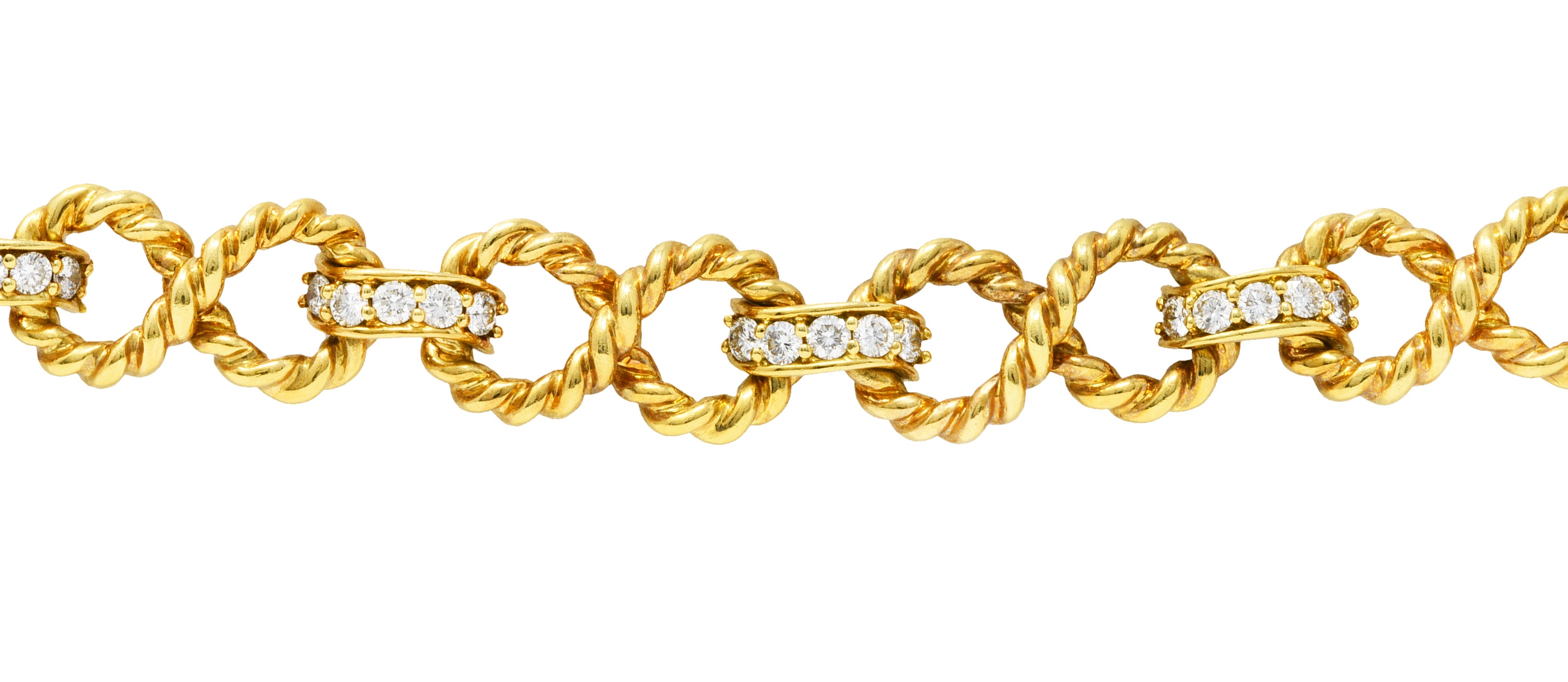 Vintage Tiffany & Co. 2.00 CTW Diamond 18 Karat Gold Twisting Infinity Braceletbracelet - Wilson's Estate Jewelry