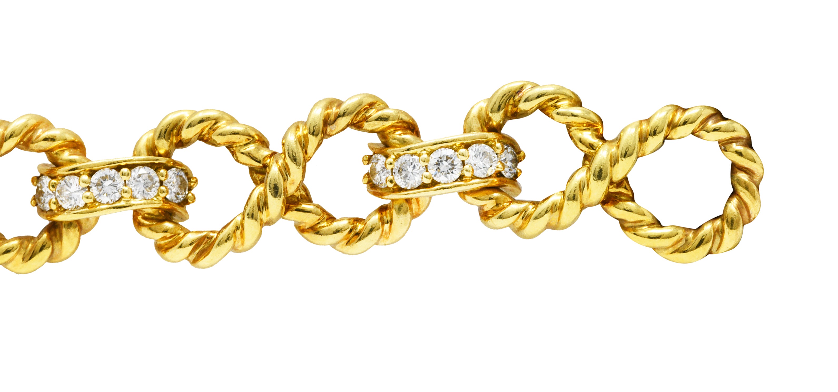 Vintage Tiffany & Co. 2.00 CTW Diamond 18 Karat Gold Twisting Infinity Braceletbracelet - Wilson's Estate Jewelry