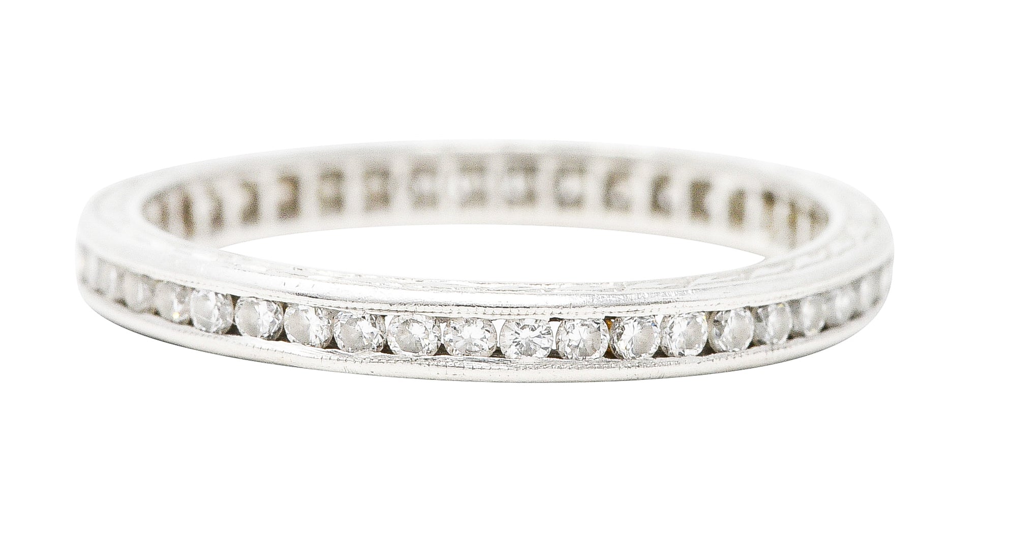 Art Deco 0.44 CTW Transitional Cut Diamond Platinum Wheat Eternity Wedding Band Ring Wilson's Estate Jewelry