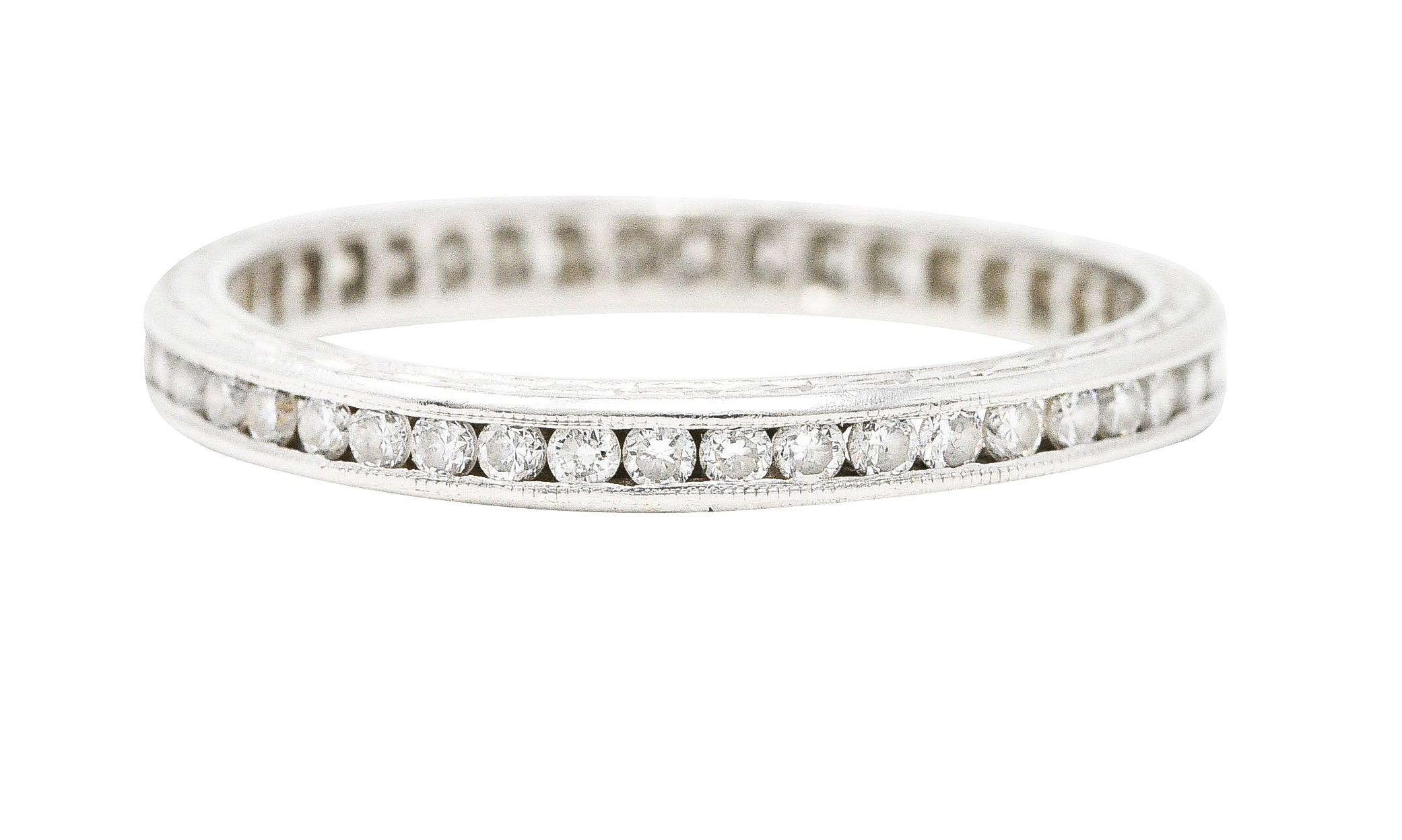 Art Deco 0.44 CTW Transitional Cut Diamond Platinum Wheat Eternity Wedding Band Ring Wilson's Estate Jewelry