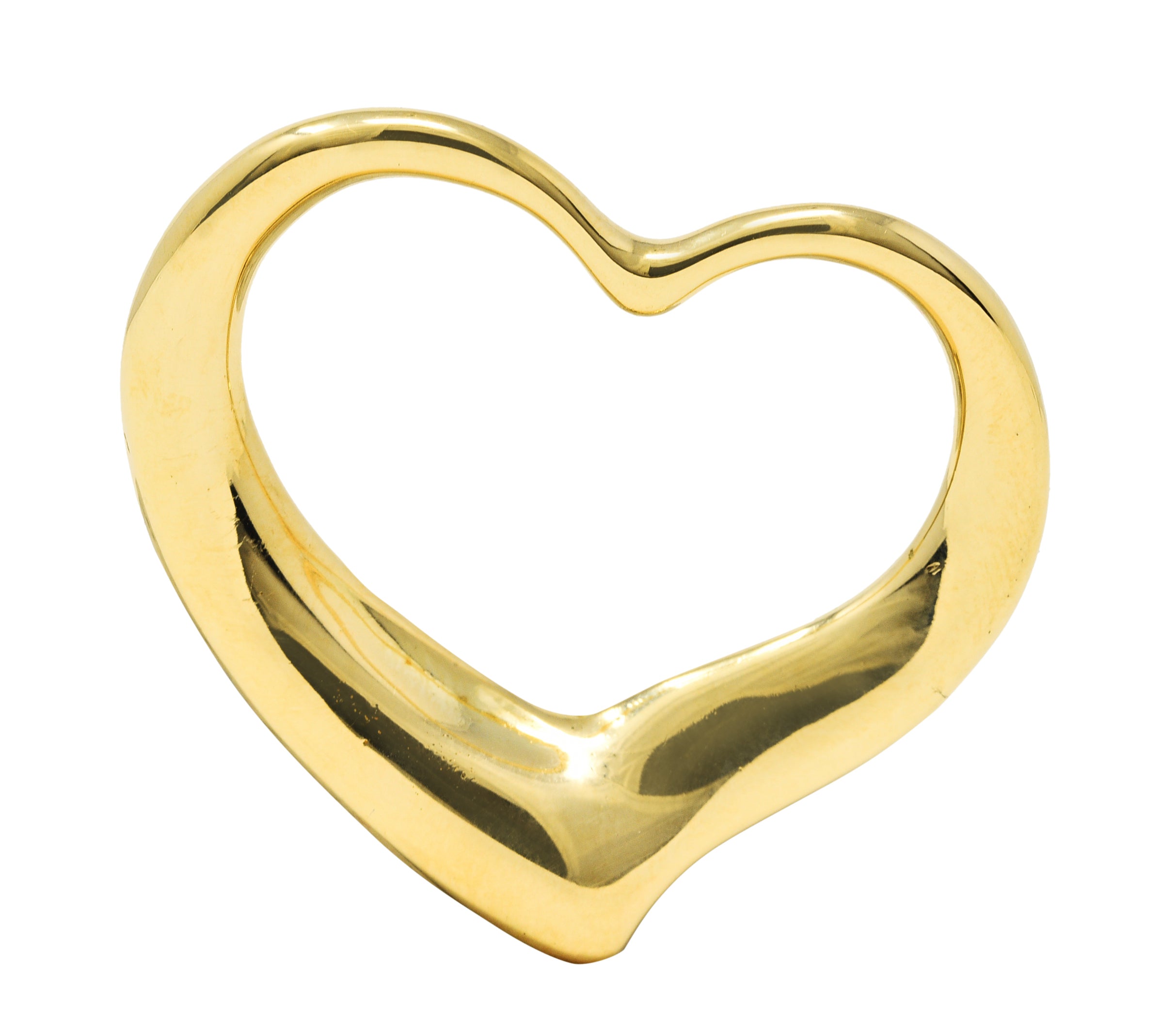 Elsa Peretti Tiffany & Co. Spain 18 Karat Gold 30.0 MM Open Heart PendantNecklace - Wilson's Estate Jewelry