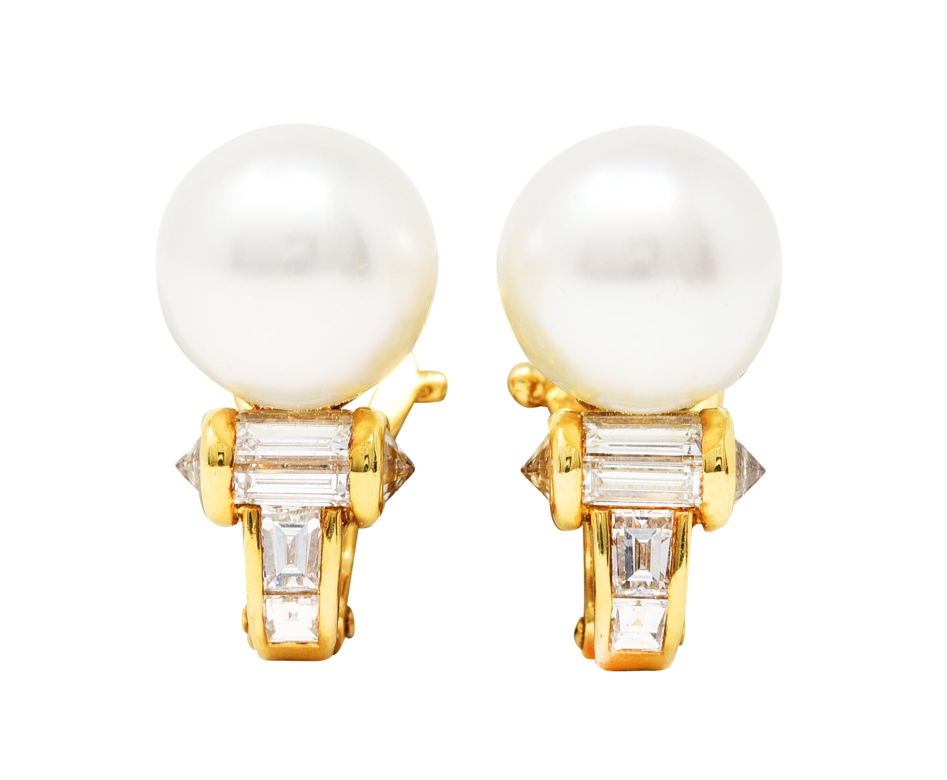 Vintage Mauboussin 1.20 CTW Diamond Pearl 18 Karat Gold EarringsEarrings - Wilson's Estate Jewelry