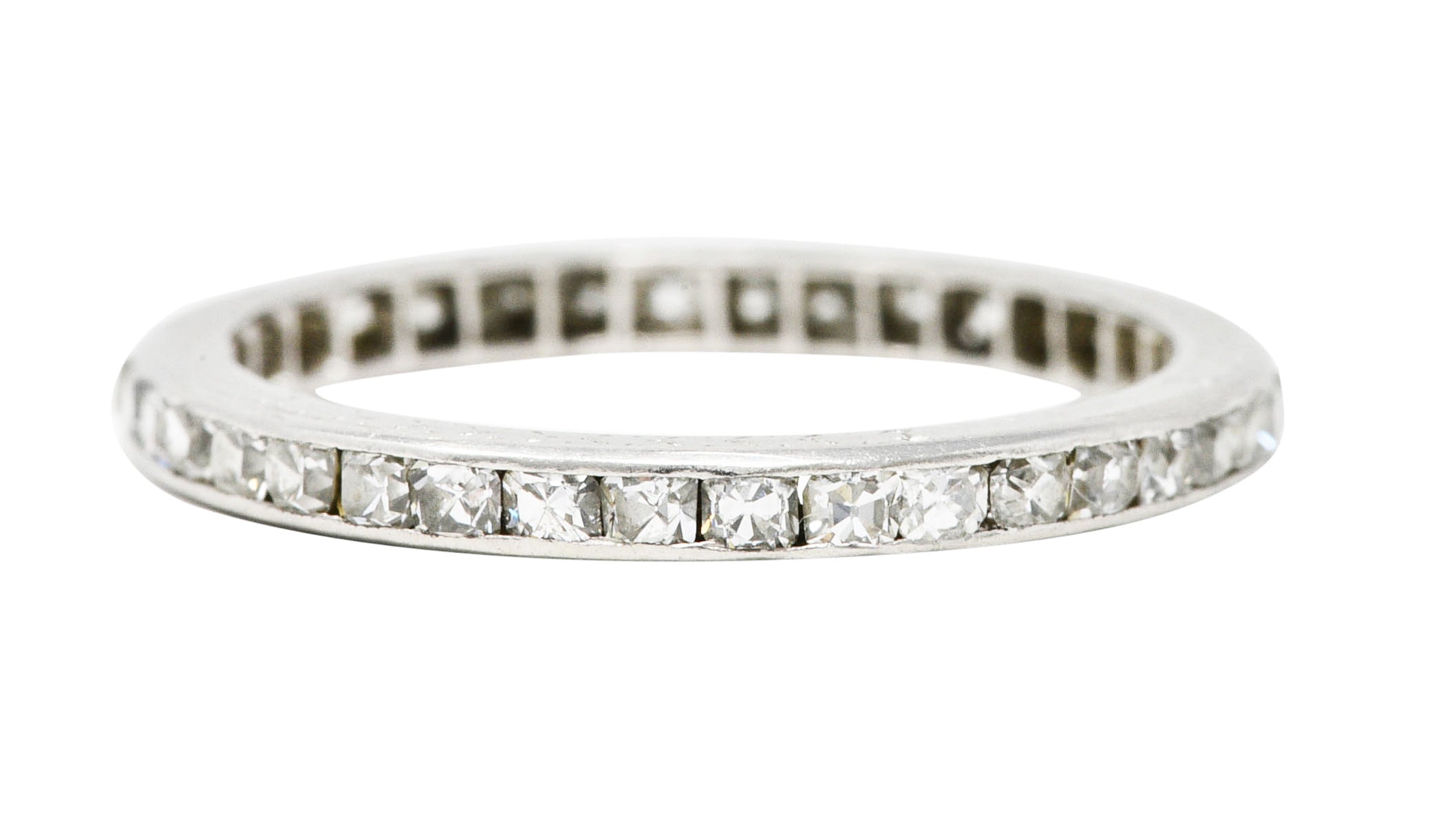 Art Deco Old Mine Cut 0.72 CTW Diamond Platinum Eternity Wedding Band Ring Wilson's Estate Jewelry