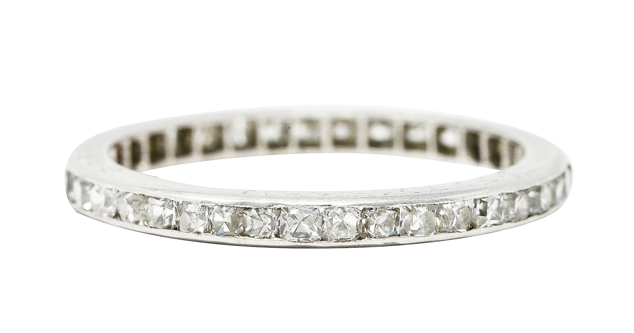 Art Deco Old Mine Cut 0.72 CTW Diamond Platinum Eternity Wedding Band Ring Wilson's Estate Jewelry