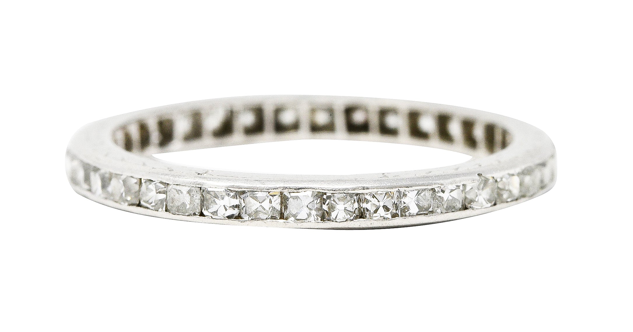 Art Deco Old Mine Cut 0.72 CTW Diamond Platinum Eternity Wedding Band Ring Wilson's Estate Jewelry