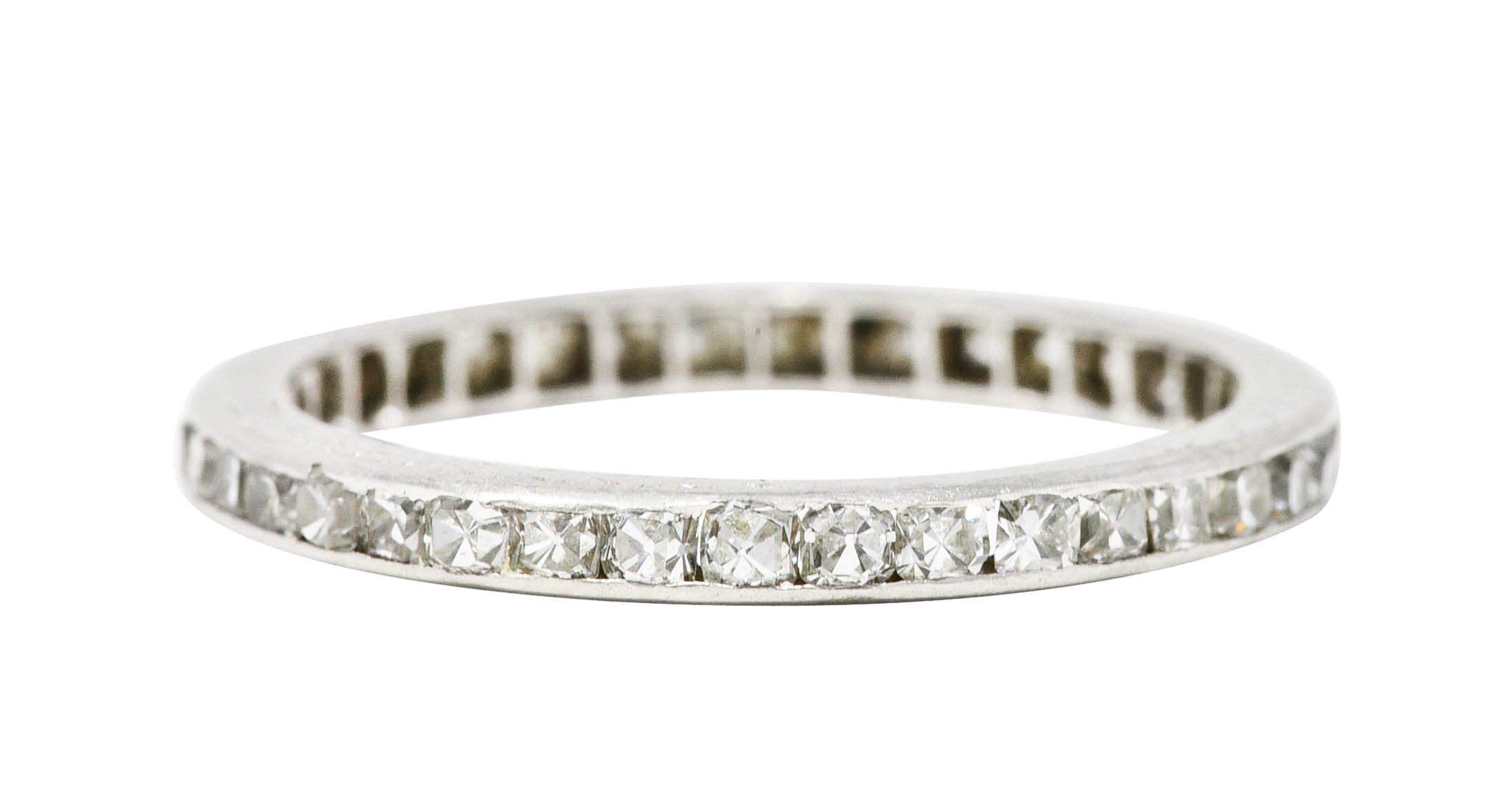 Art Deco Old Mine Cut 0.72 CTW Diamond Platinum Eternity Wedding Band Ring Wilson's Estate Jewelry