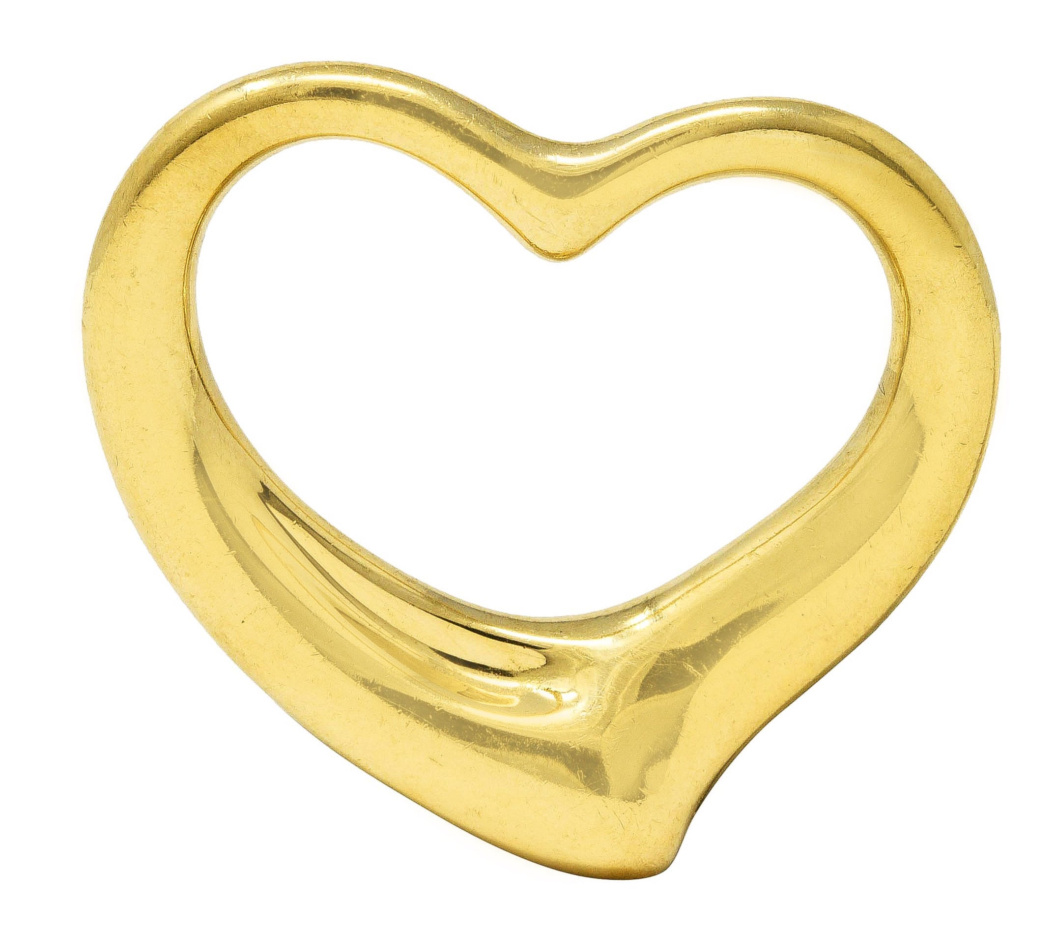 Elsa Peretti Tiffany & Co. Spain Vintage 18 Karat Yellow Gold Large Open Heart Pendant Wilson's Estate Jewelry