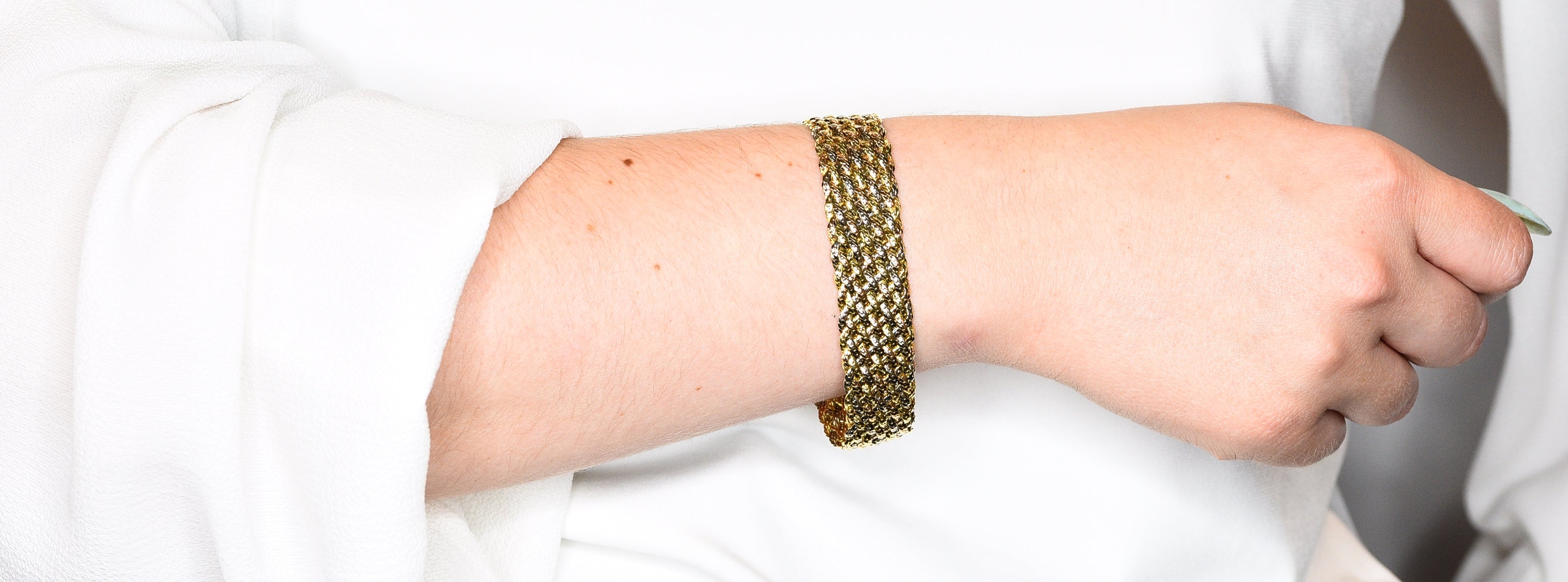 1970's Piaget Vintage 18 Karat Tri-Colored Gold Woven Braceletbracelet - Wilson's Estate Jewelry