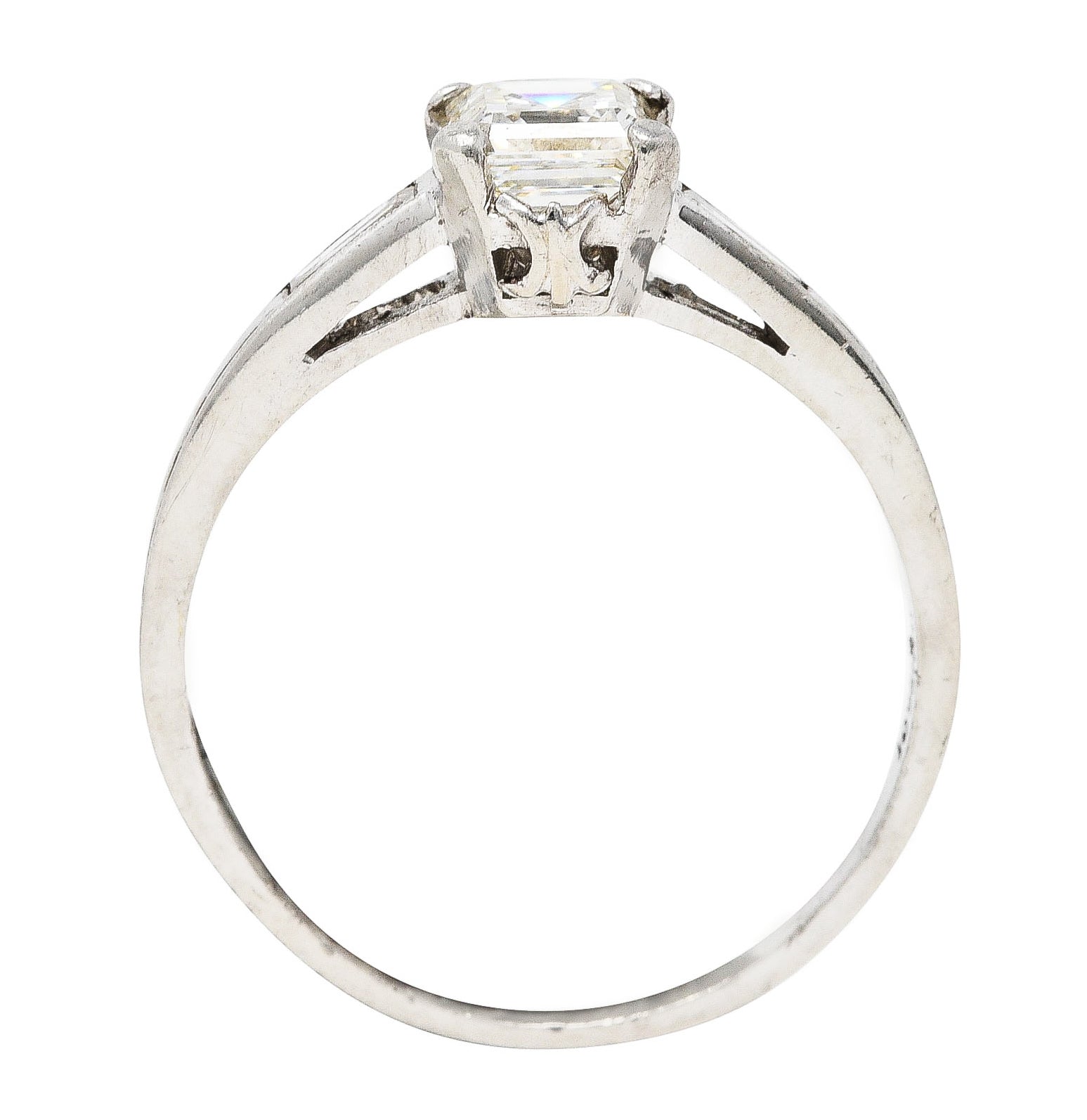 1950's Mid-Century 0.75 CTW Asscher Diamond Platinum Engagement Ring Wilson's Estate Jewelry