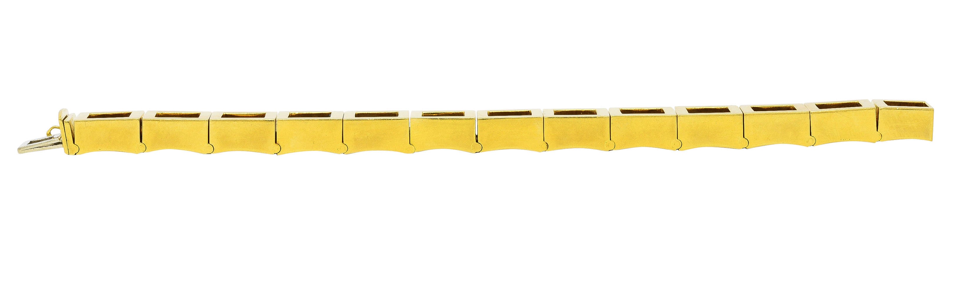 Carlo Weingrill Modernist Vintage 18 Karat Yellow Gold Square Sculptural Link Bracelet Wilson's Estate Jewelry